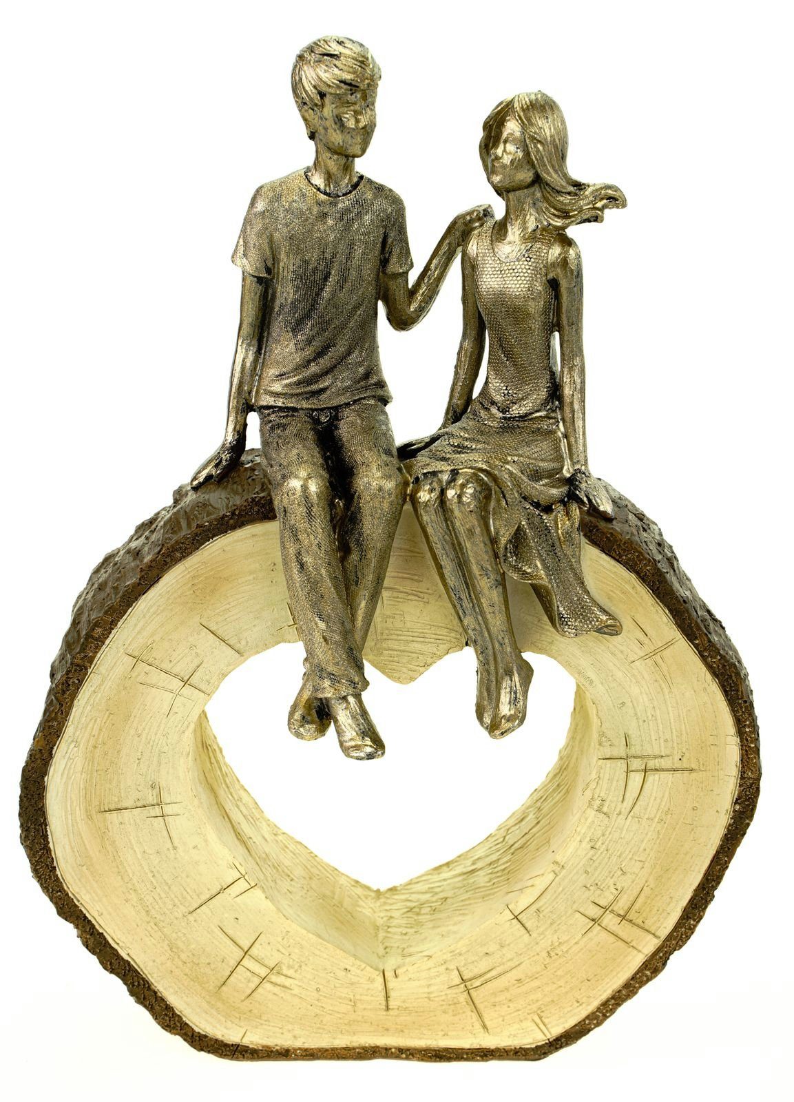 Dekofigur Liebespaar bronzefarben G. Sockel Herzform cm 28 Wurm auf
