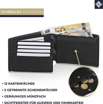 Leonardo Leone Geldbörse Herren-Geldbörse Firenze: Leder, RFID-Schutz, Münzfach. (in Geschenkverpackung), Premium Nappa-Leder mit Druckknopfverschluss