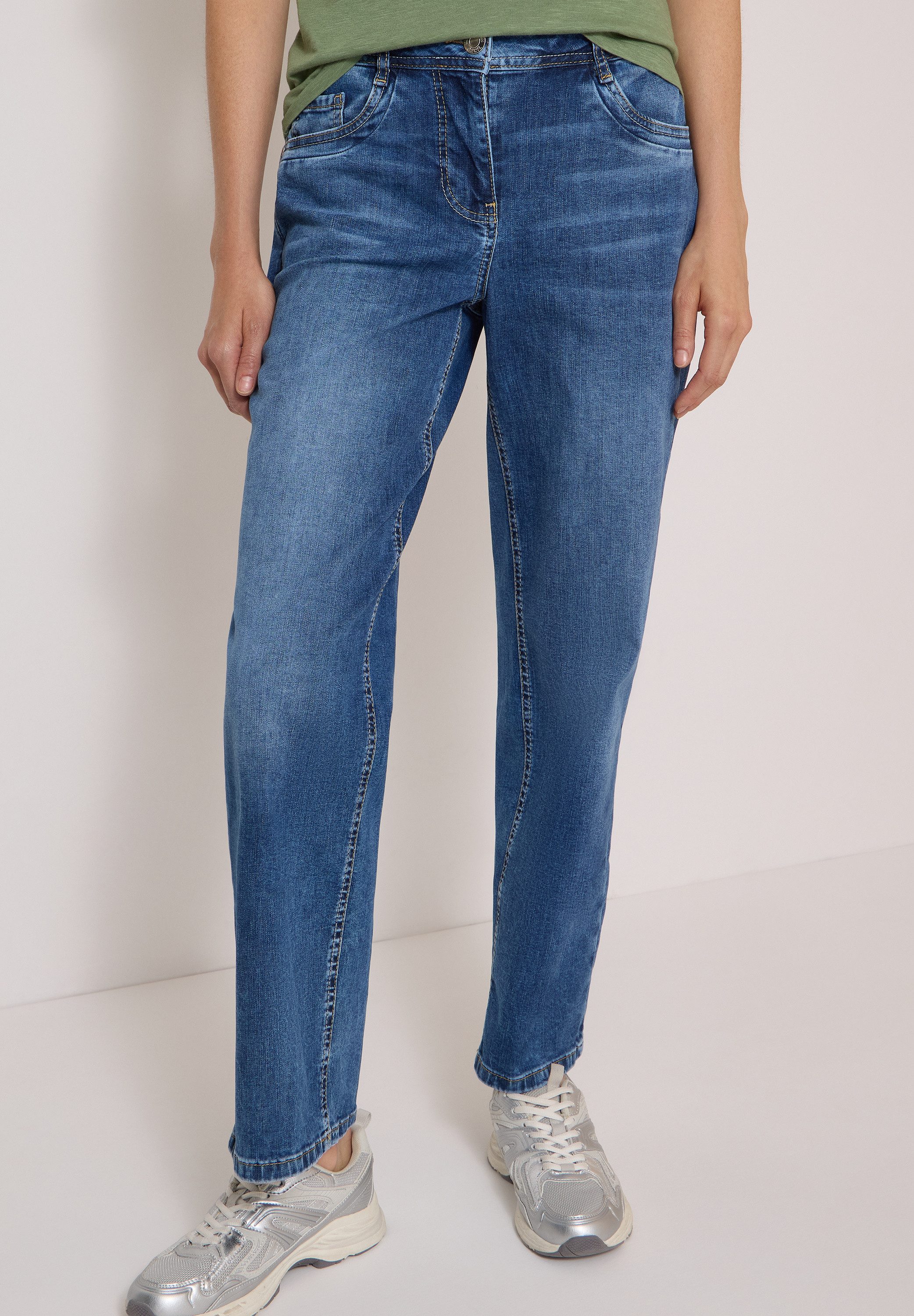 CECIL Weite Jeans Style Neele mit Turn-Up im Leo-Look