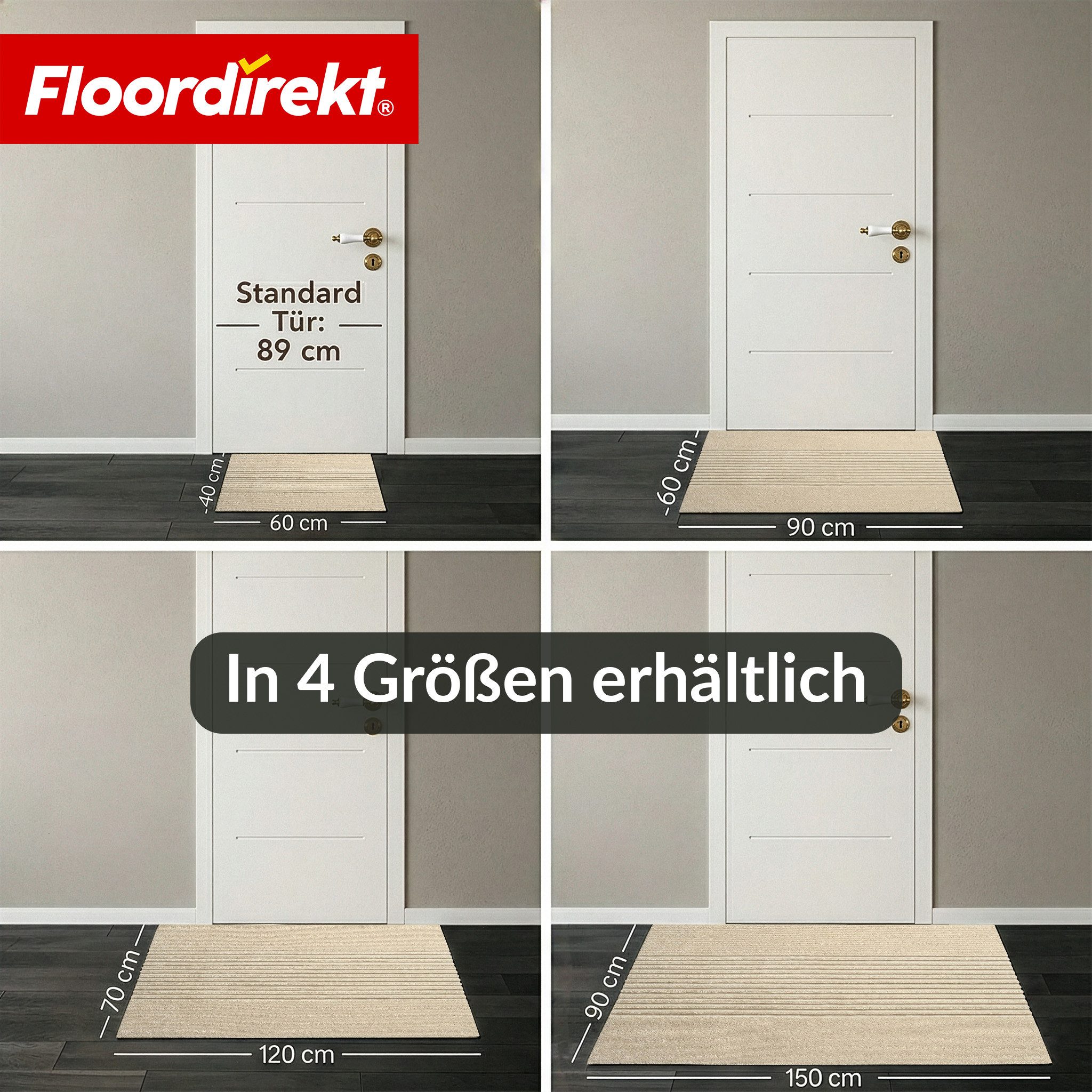 Floordirekt Fußmatte Schmutzfangmatte Circa waschbar für Innen & Außen rutschfeste Türmatte, pflegeleicht und bei 30 °C maschinenwaschbar