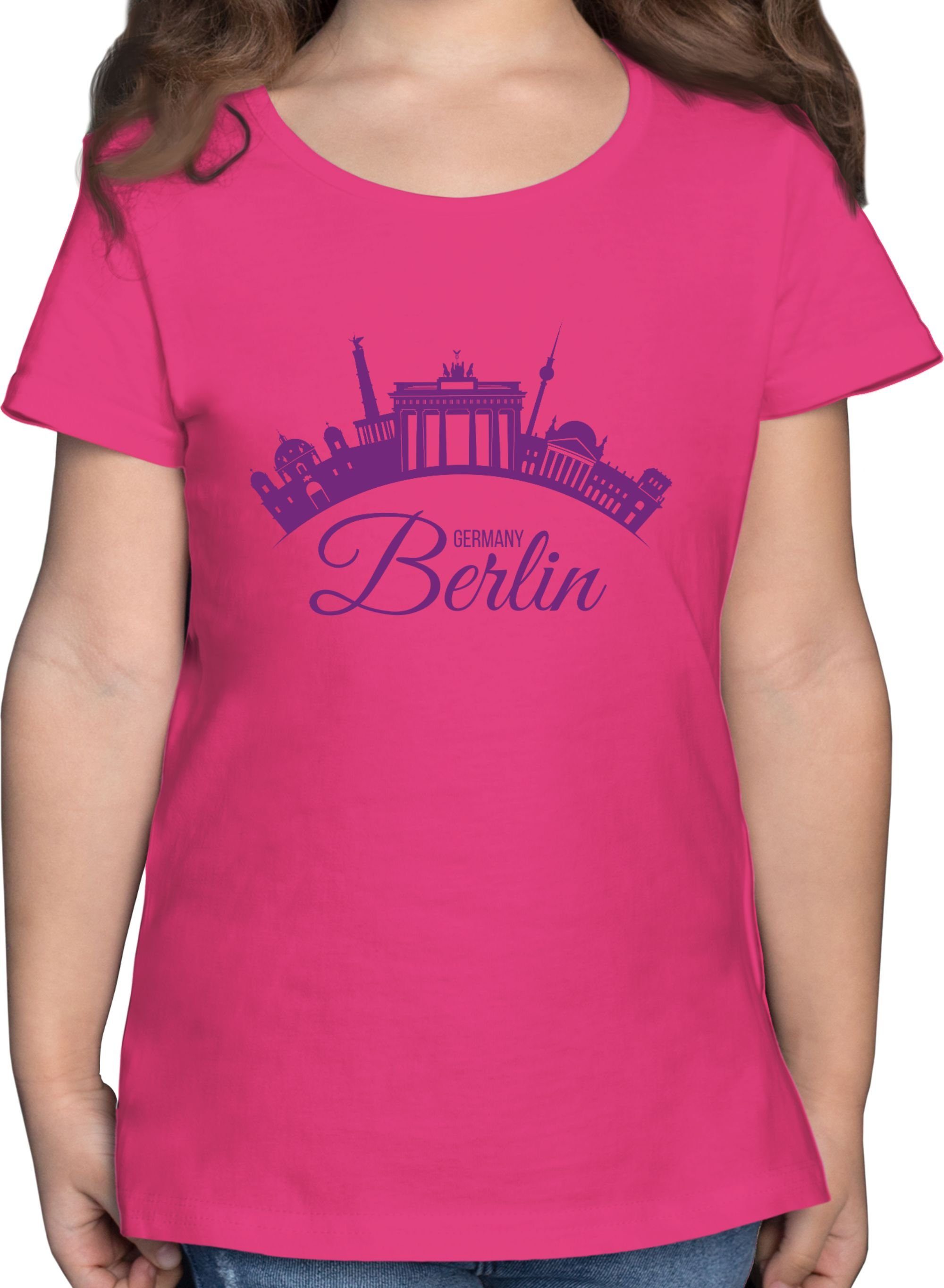 Shirtracer T-Shirt Skyline Berlin Deutschland Germany Kinder Länder Wappen 2 Fuchsia