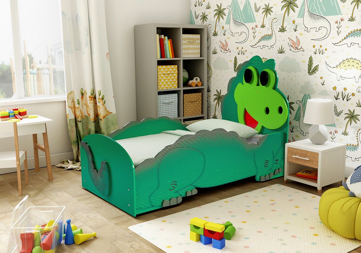 Faizee Möbel Kinderbett Kinderbett [Dino Small/Big] 165x87x112/205x97x120