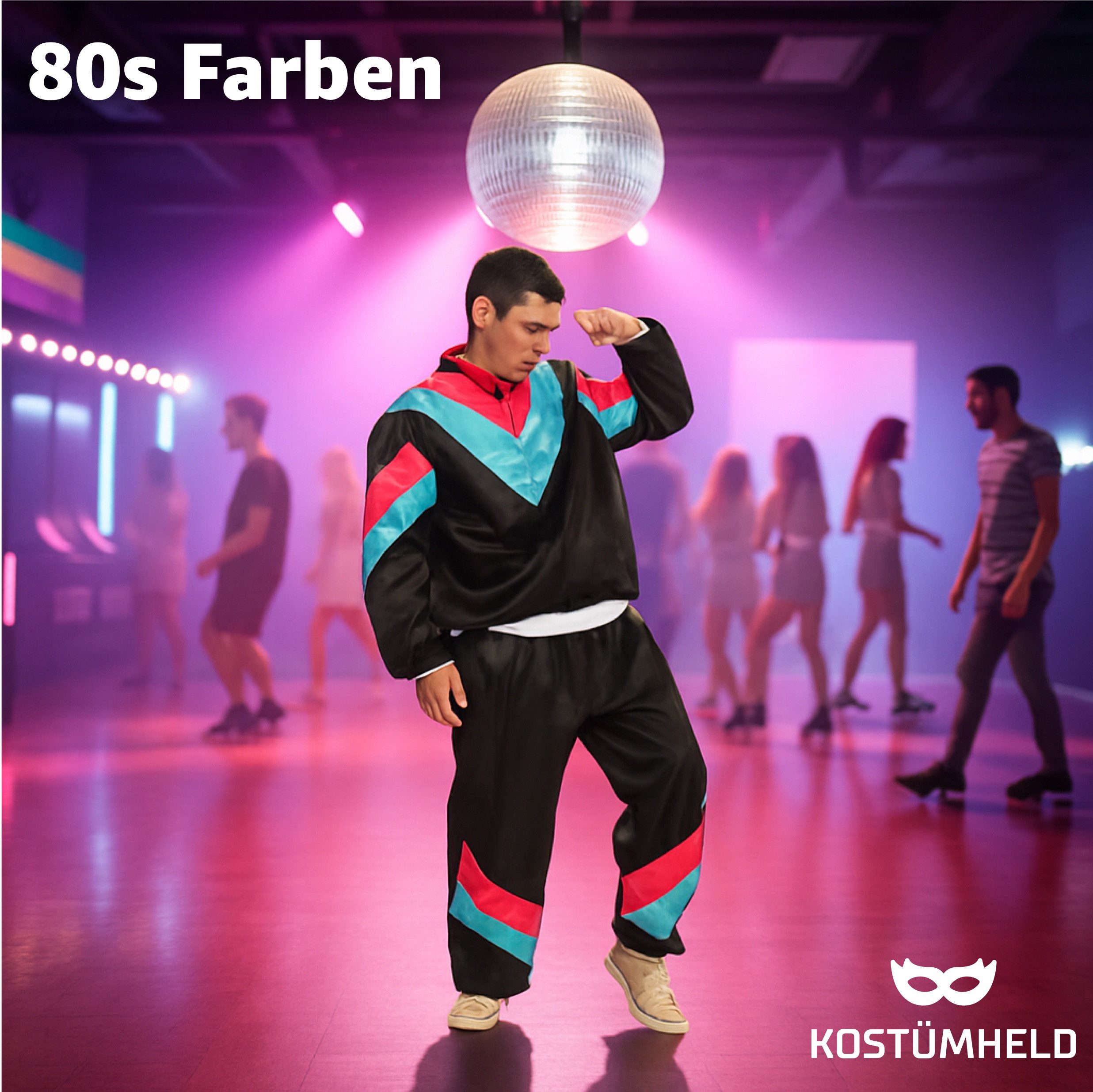 FASCHINFEVER Kostüm Overall Retro – 80er-Jahre Kostüm im klassischen Vintage-Look Fasching