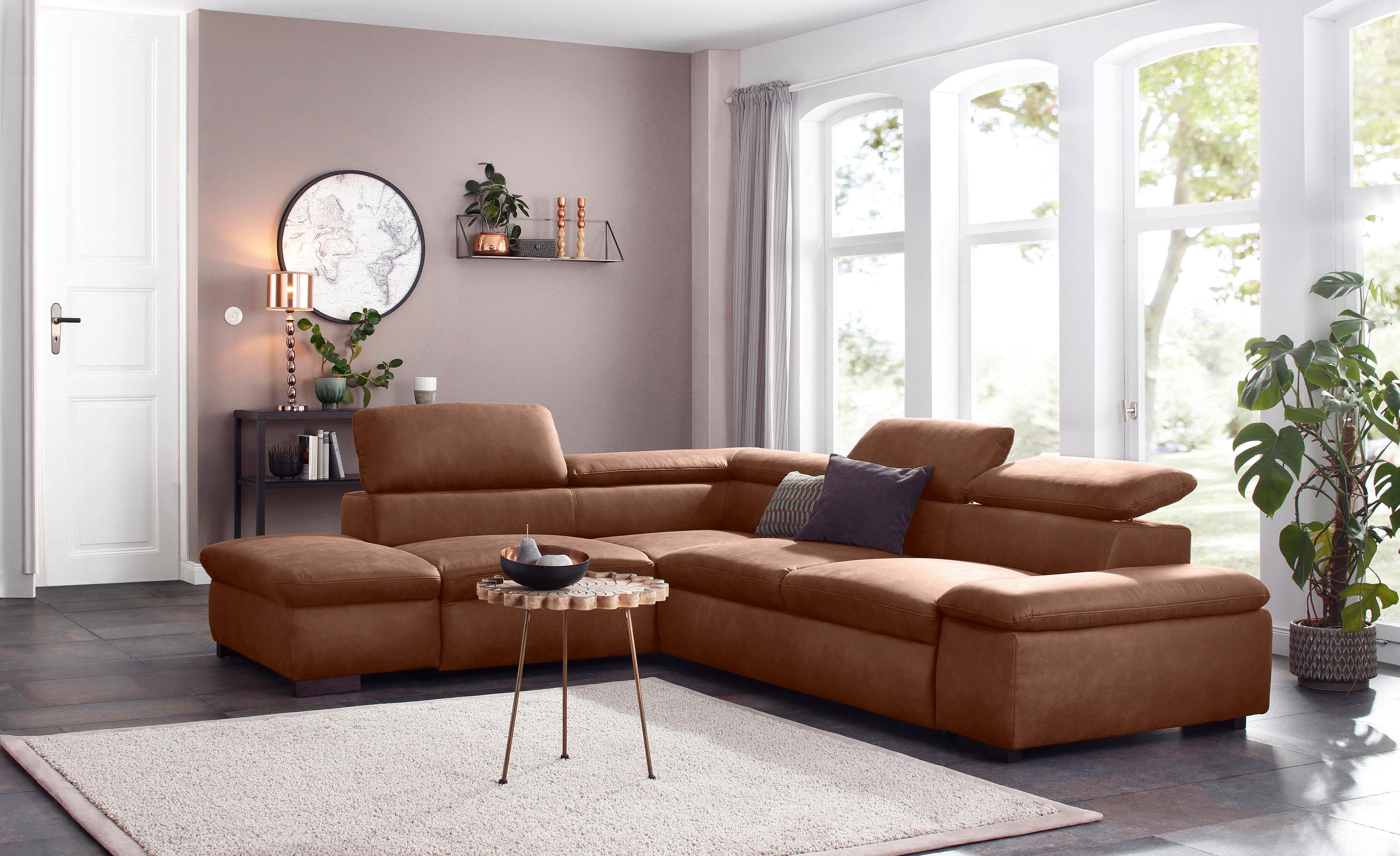 Home affaire Ecksofa Alberto L-Form, mit Kopfteilverstellung, wahlweise mit Bettfunktion