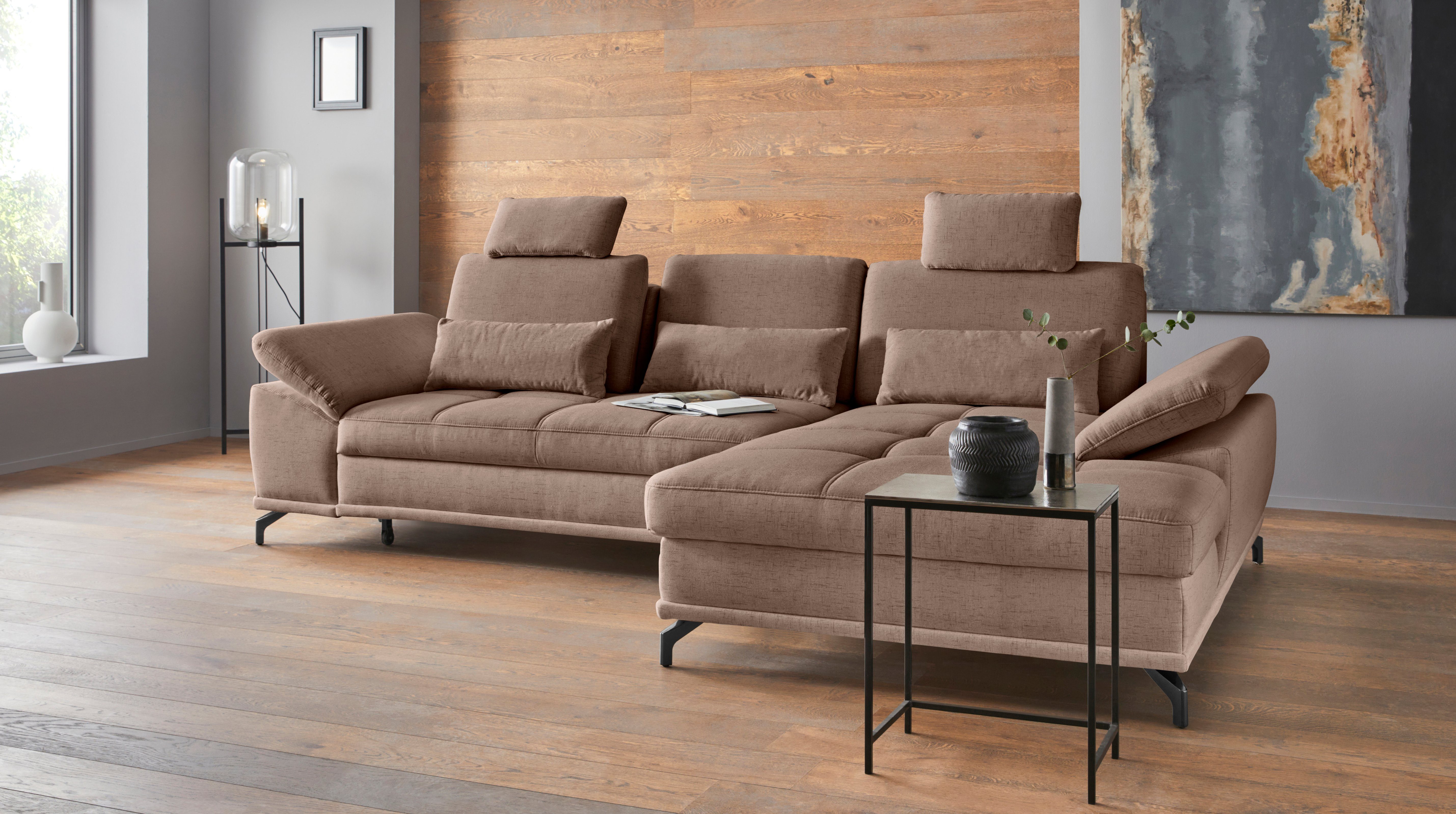 OTTO home Ecksofa Costello L-Form, B: 301cm, Sitztiefen & Armteilverstellung, Federkern, 3 Nierenkissen, optional Schlaffunktion & Bettkasten