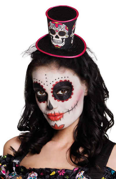 Karneval-Klamotten Kostüm Tag der Toten Mini-Hut Haarreif Skelett Halloween, Halloween Hut Stirnband Kopfschmuck La Catrina Day of Death Karneval