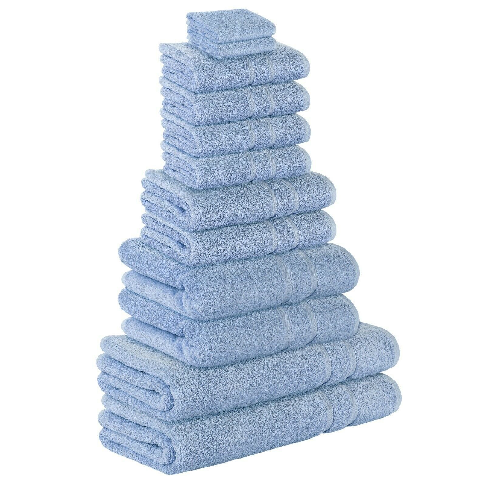 StickandShine Handtuch Set 4x Gästehandtuch 2x Handtücher 4x Duschtücher 2x Badetuch als SET in verschiedenen Farben (12 Teilig) 100% Baumwolle 500 GSM Frottee 12er Handtuch Pack, (Spar-SET) Hellblau