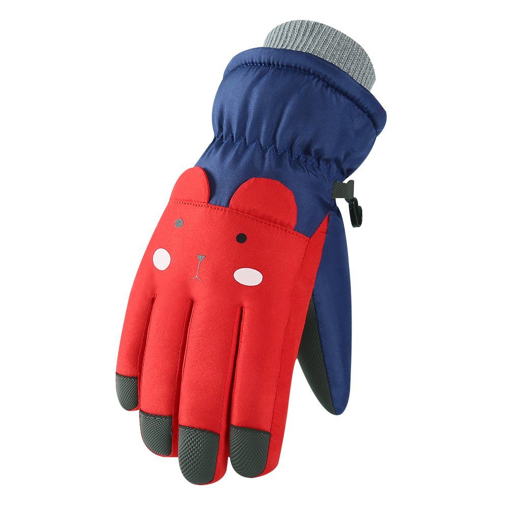 winddichte 6-10 Wasserdichte Skihandschuhe Kinder Rot für Jahre BTTO Cartoon-Handschuhe