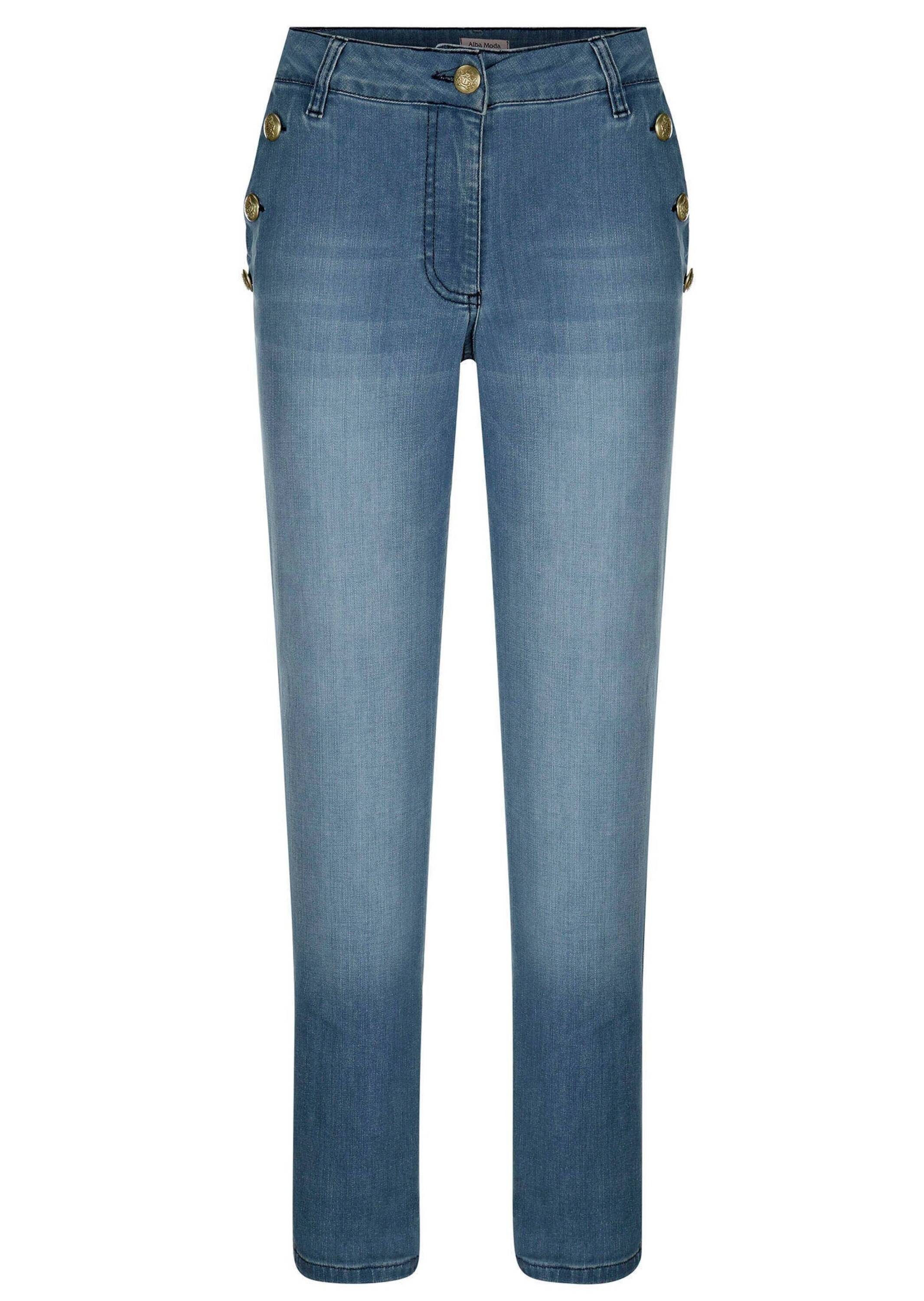 Alba Moda Gerade Jeans Jeans mit Goldknopf
