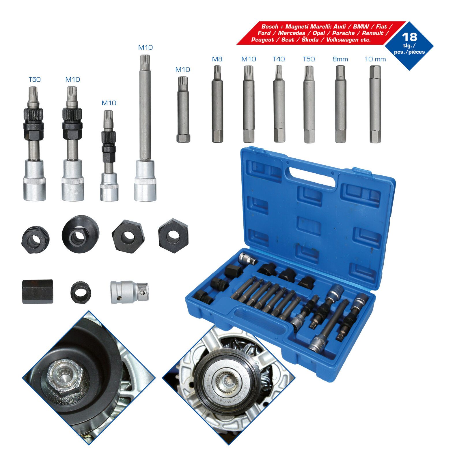 Brilliant Tools Bit- und Steckschlüsselset, 18-St., Lichtmaschinen Steckschlüssel-Satz, 18-teilig