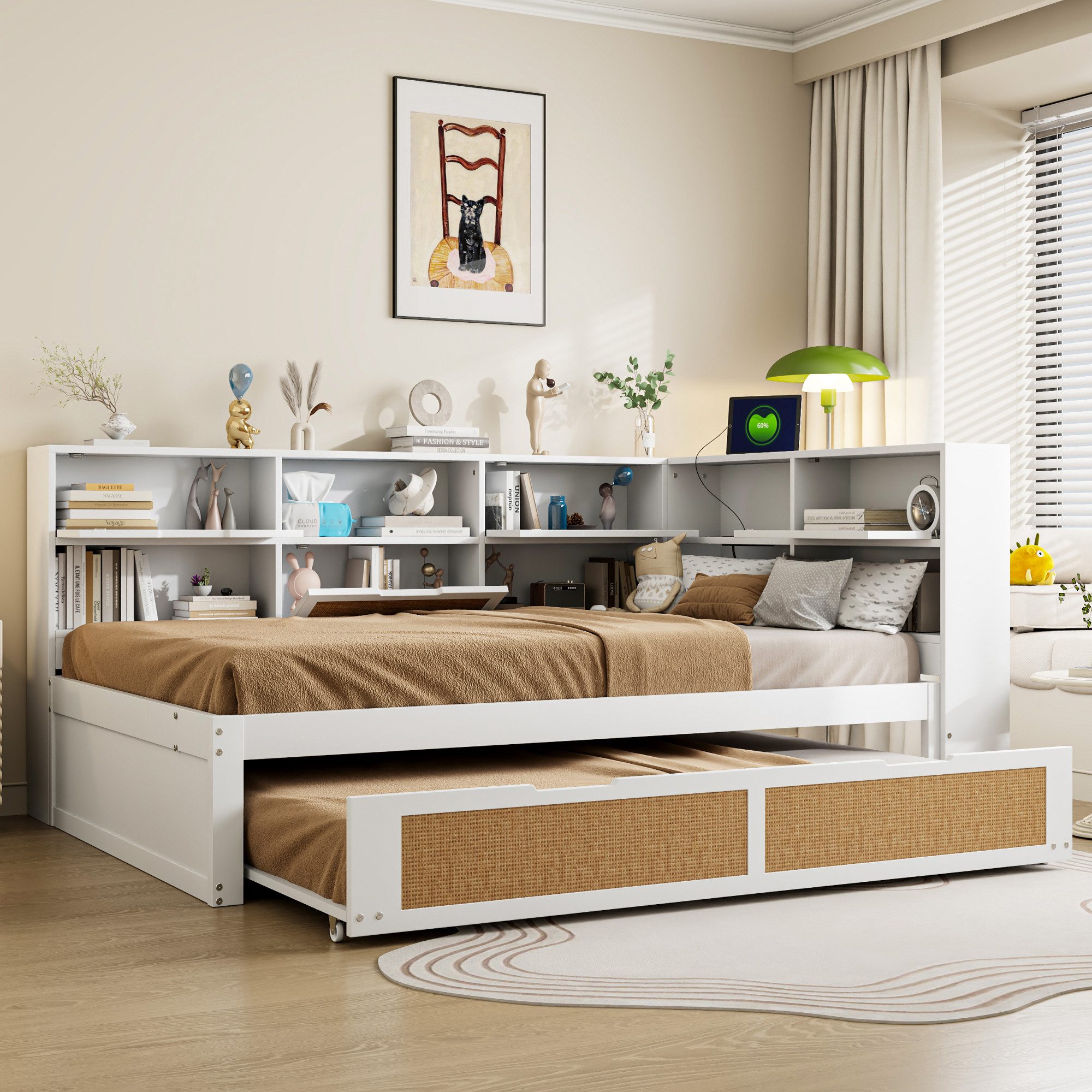 OKWISH Stauraumbett Holzbett Einzelbett Kinderbett mit günstig online kaufen