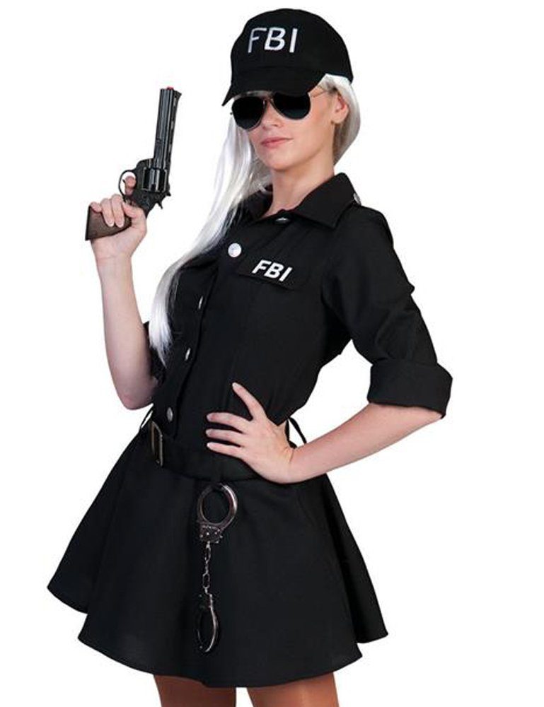 Kostüm FBI Agentin Kostüm für Damen - Schwarz, Police Gi