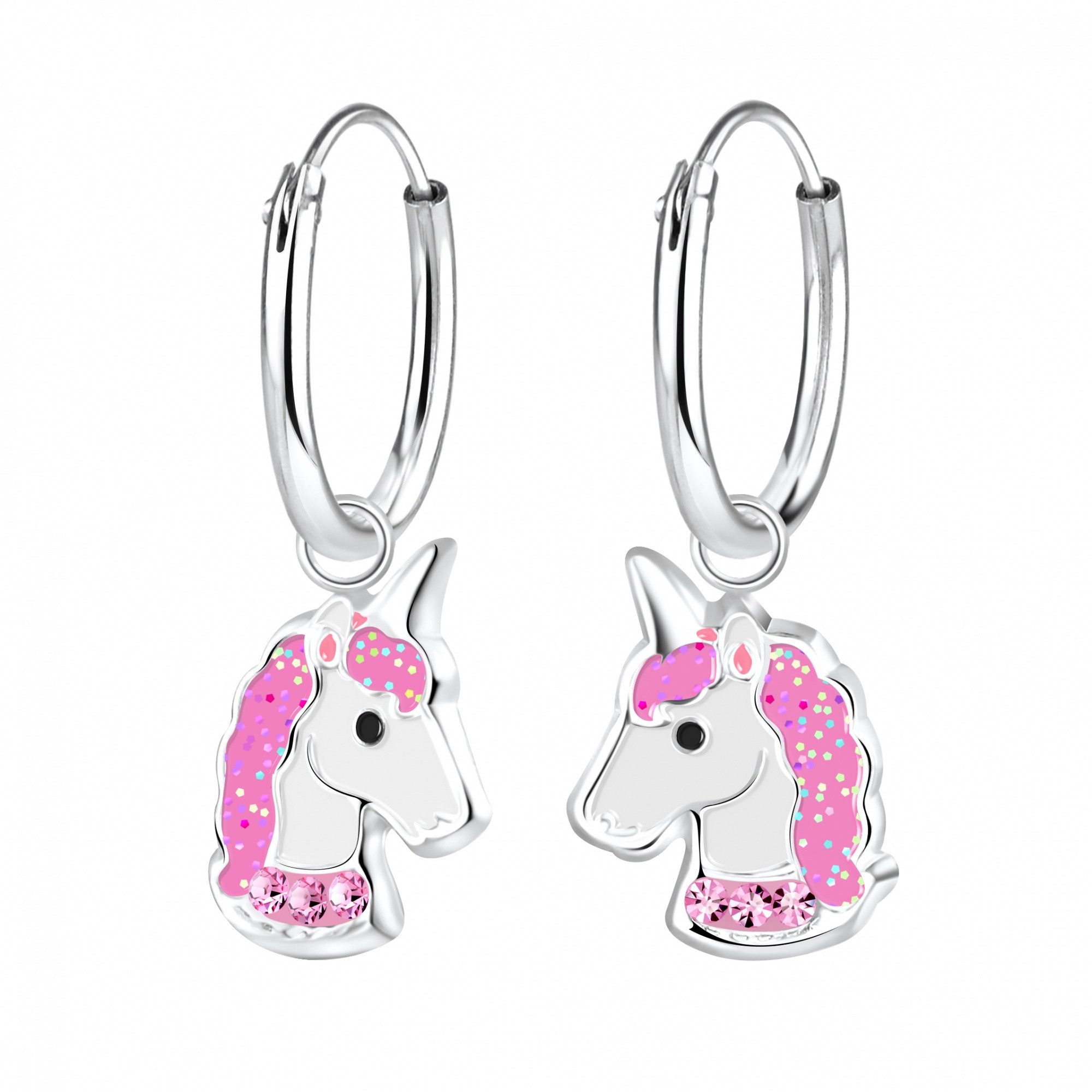 Paar Creolen EINHORN Kristall pink, 2-tlg.