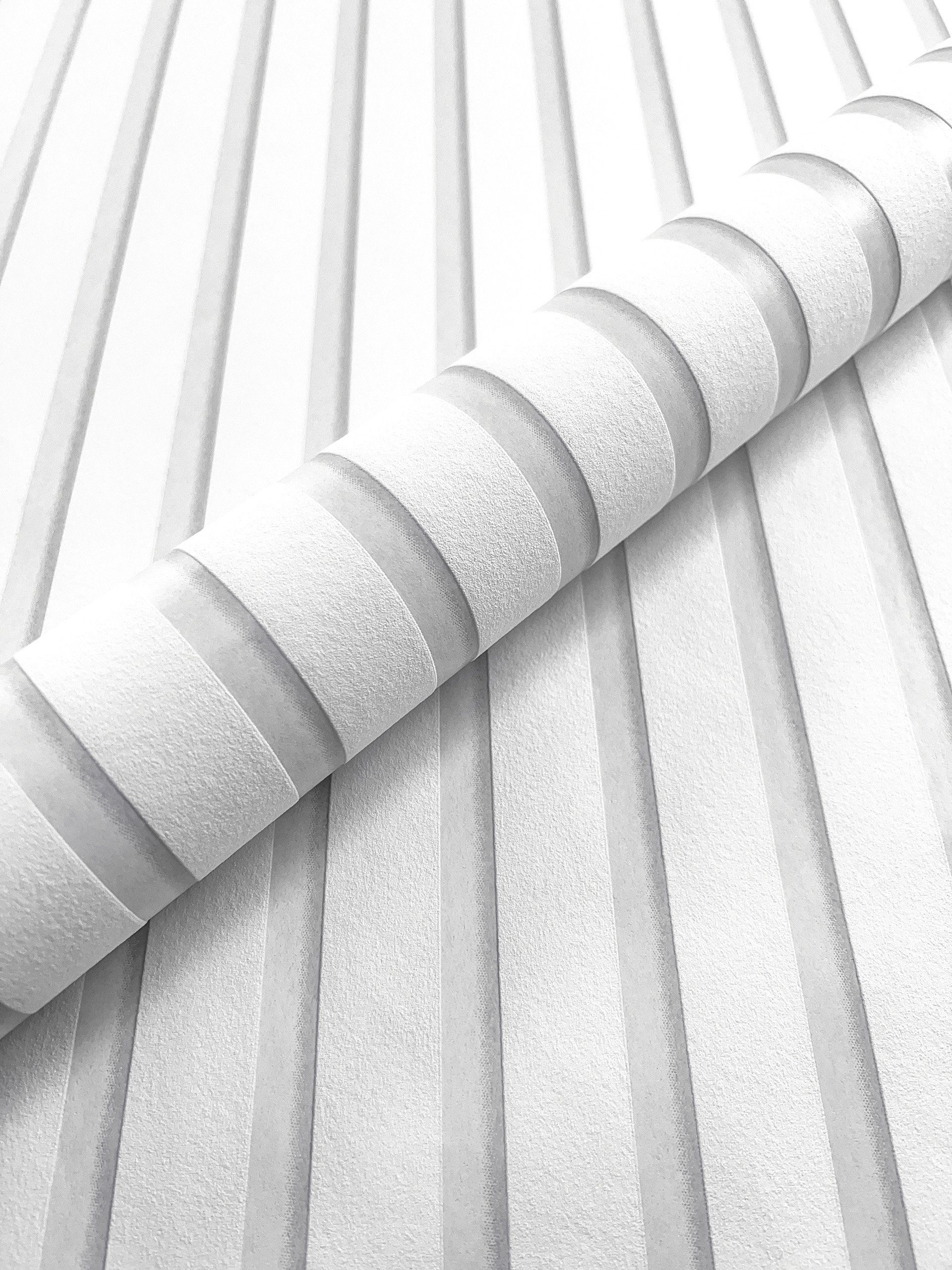 Newroom Vliestapete, Weiß Tapete Skandinavisch Paneele - Wandpaneele Holzpa günstig online kaufen