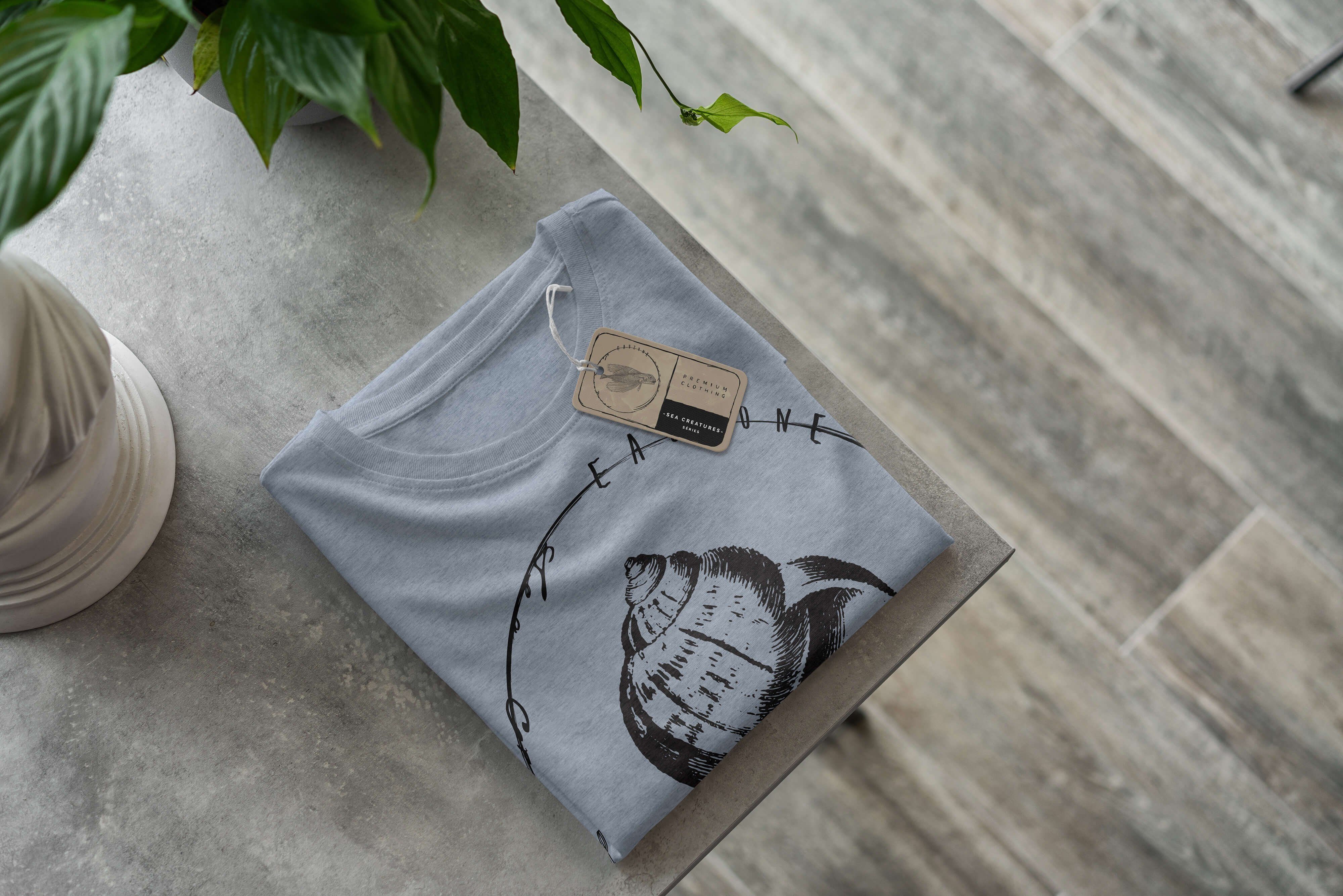 Sea Tiefsee und Art Struktur feine T-Shirt sportlicher Fische - Schnitt / 022 T-Shirt Creatures, Sea Stonewash Serie: Sinus Denim