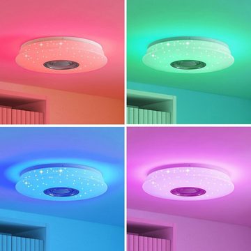 Lindby LED Deckenleuchte Elpida, dimmbar, LED-Leuchtmittel fest verbaut, Farbwechsel RGB + weiß, Modern, Kunststoff, Metall, opalweiß, 1 flammig, inkl.