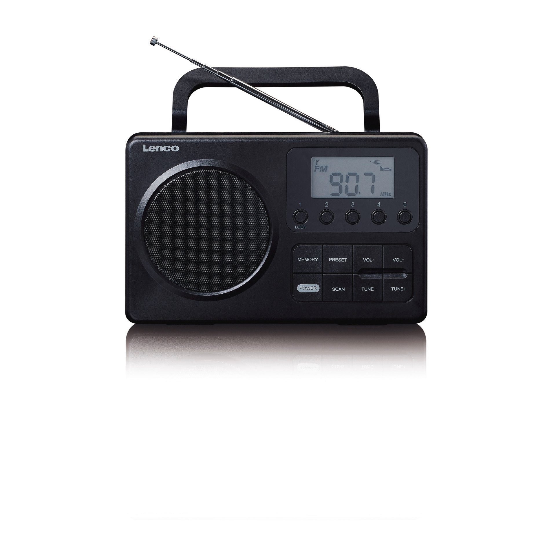 Lenco MPR-035BK Tragbares FM-Radio UKW-Radio (FM-Tuner), Ausziehbare  Teleskopantenne für einen starken und stabilen Empfang