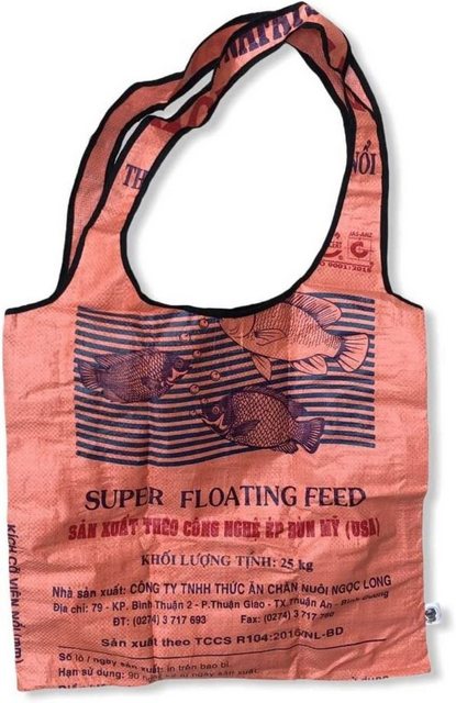 LK Trend & Style Einkaufsshopper Große Einkaufstasche aus recyceltem Reissack Fair produziert, 100 Prozent Fair Trade BEADBAGS wetterfest und strapazierfähig