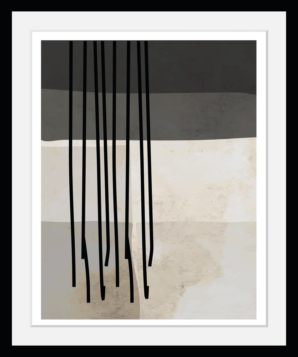 queence Bild mit Rahmen Abstrakt - Kunst - Linien - Gerahmter Digitaldruck - Wandbild, Abstrakt (1 St), Holzrahmen - Dekoration - Schwarzer Rahmen - in verschiedenen Größen. € 45,99