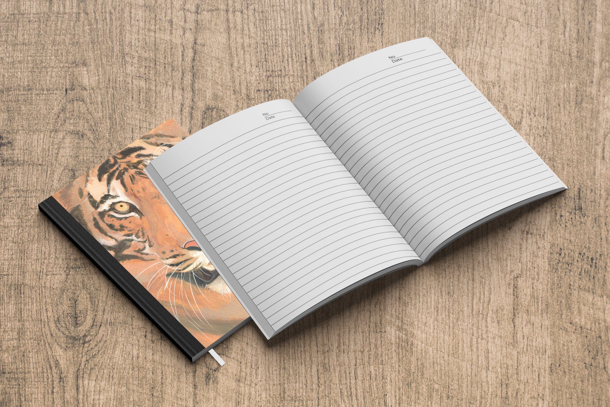 MuchoWow Notizbuch Zähne, Tiger 98 Merkzettel, Notizheft, Journal, - Farbe - Tagebuch, Haushaltsbuch Seiten, A5