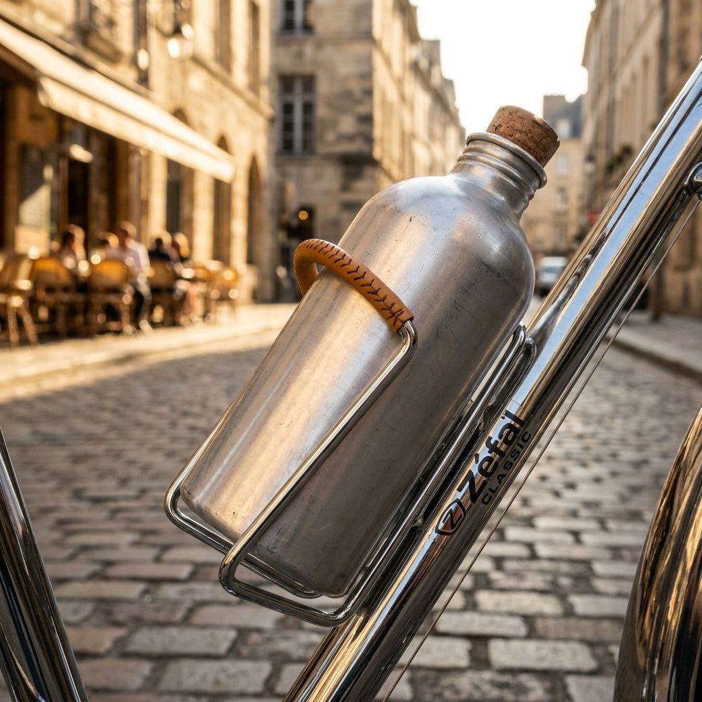 Zefal Fahrrad-Flaschenhalter Zéfal Vintage Trinkflaschenhalter aus verchromtem Stahl mit Lederüberz