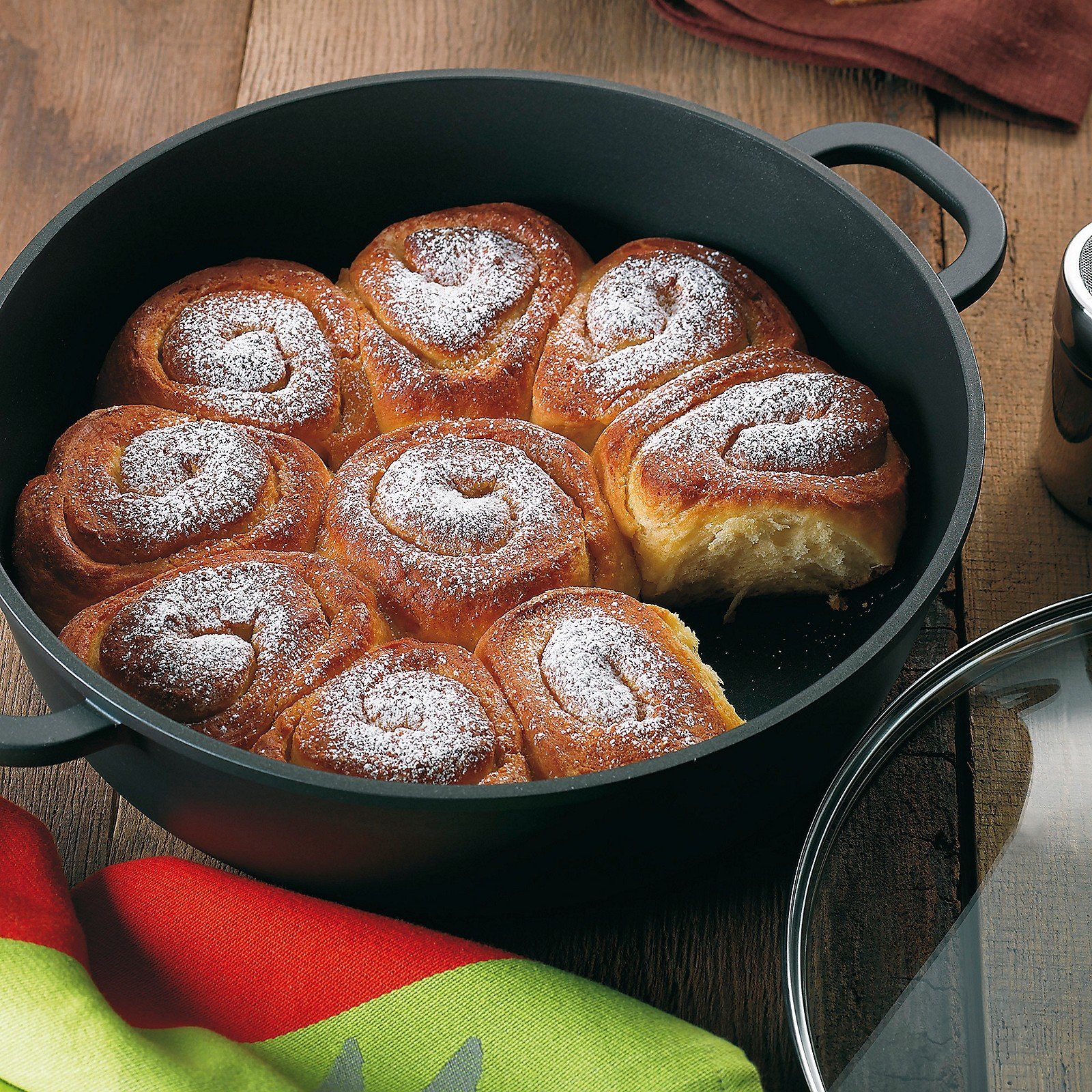 kela Servierpfanne Kerros, Aluminium, Allherdboden, backofenfest bis 180°C, feuerfester Glasdeckel