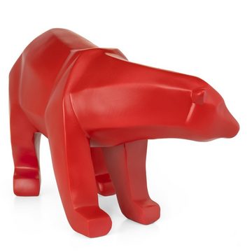 Moritz Dekofigur Polygonal Eisbär rot, Polyresin Figuren Deko Geschenk Geometrische TierFigur Modern Skulptur