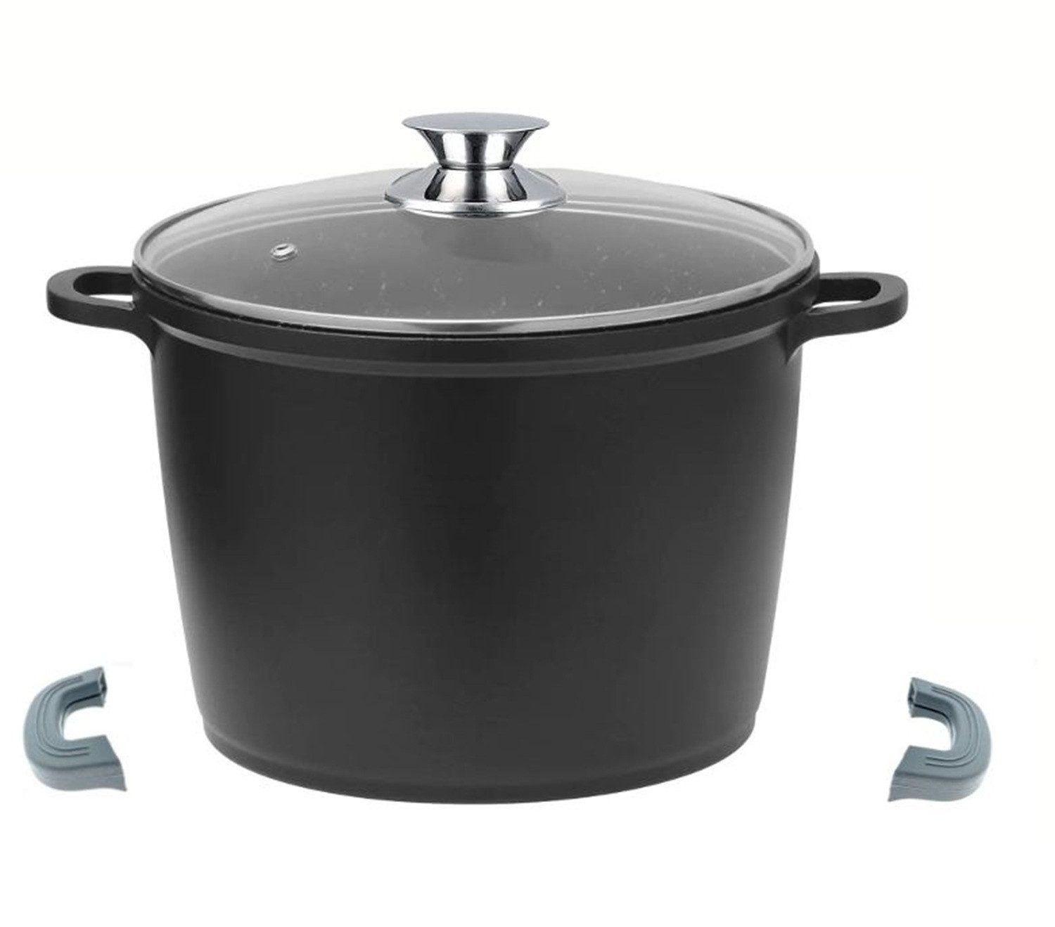 Cheffinger Kochtopf mit Glasdeckel & Silikongriffe, ø32 cm - 15 L - Antihaft, Aluminiumguss (1-tlg), Induktionsgeeignet, mit Glasdeckel