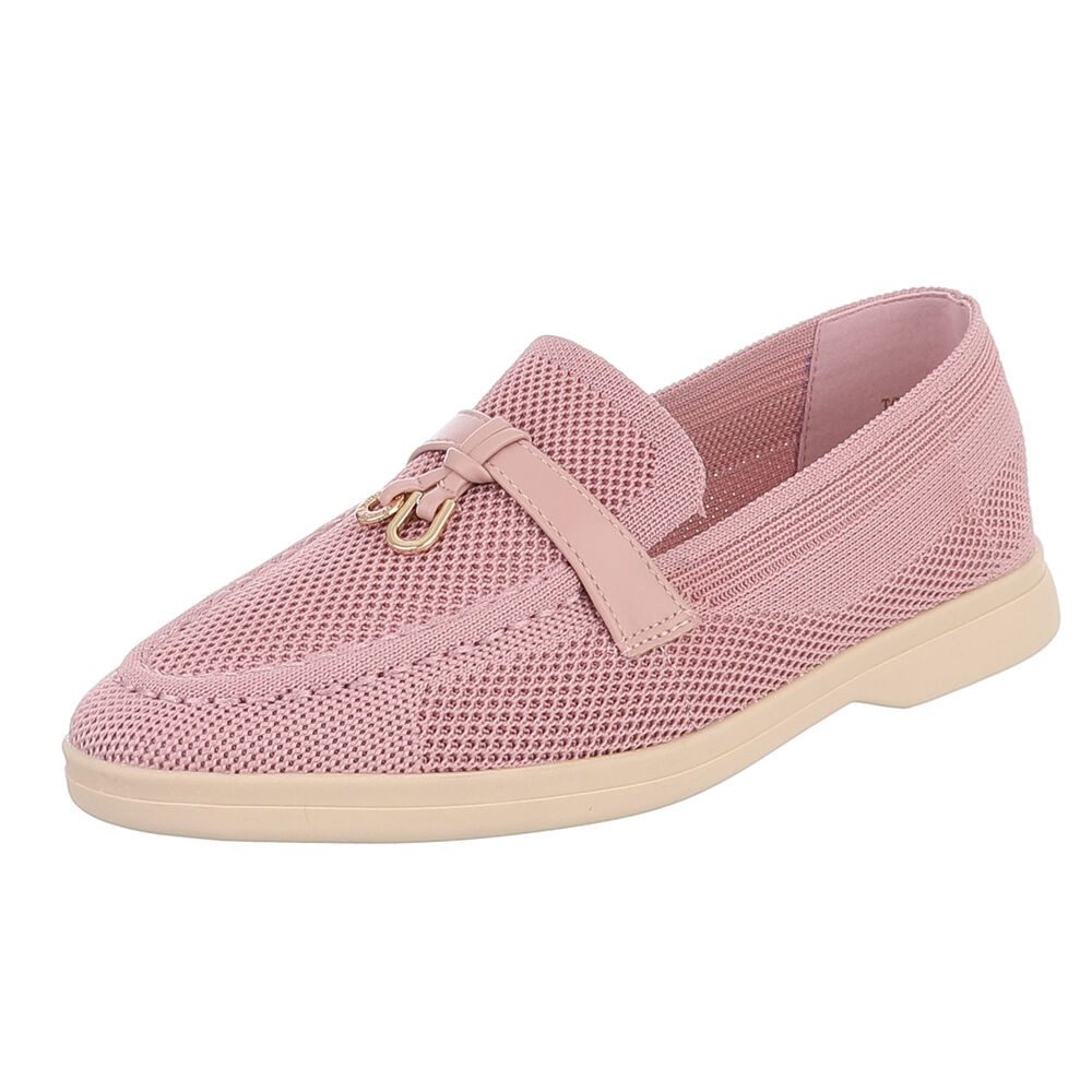 Ital-Design Atmungsaktive Loafers für Damen mit eleganter Schnalle Slipper (91116812) Blockabsatz Mokassins in Altrosa