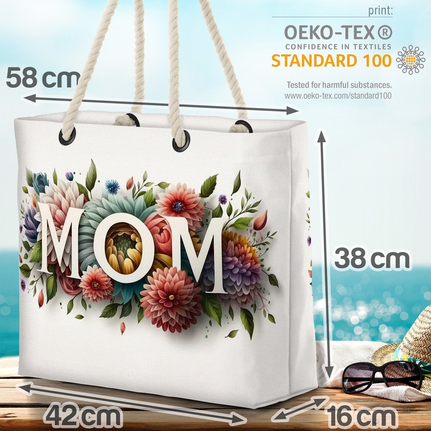 VOID Strandtasche (1-tlg), Muttertag Mama feiern Blumen Liebe mütter abbildung muttertag karte m