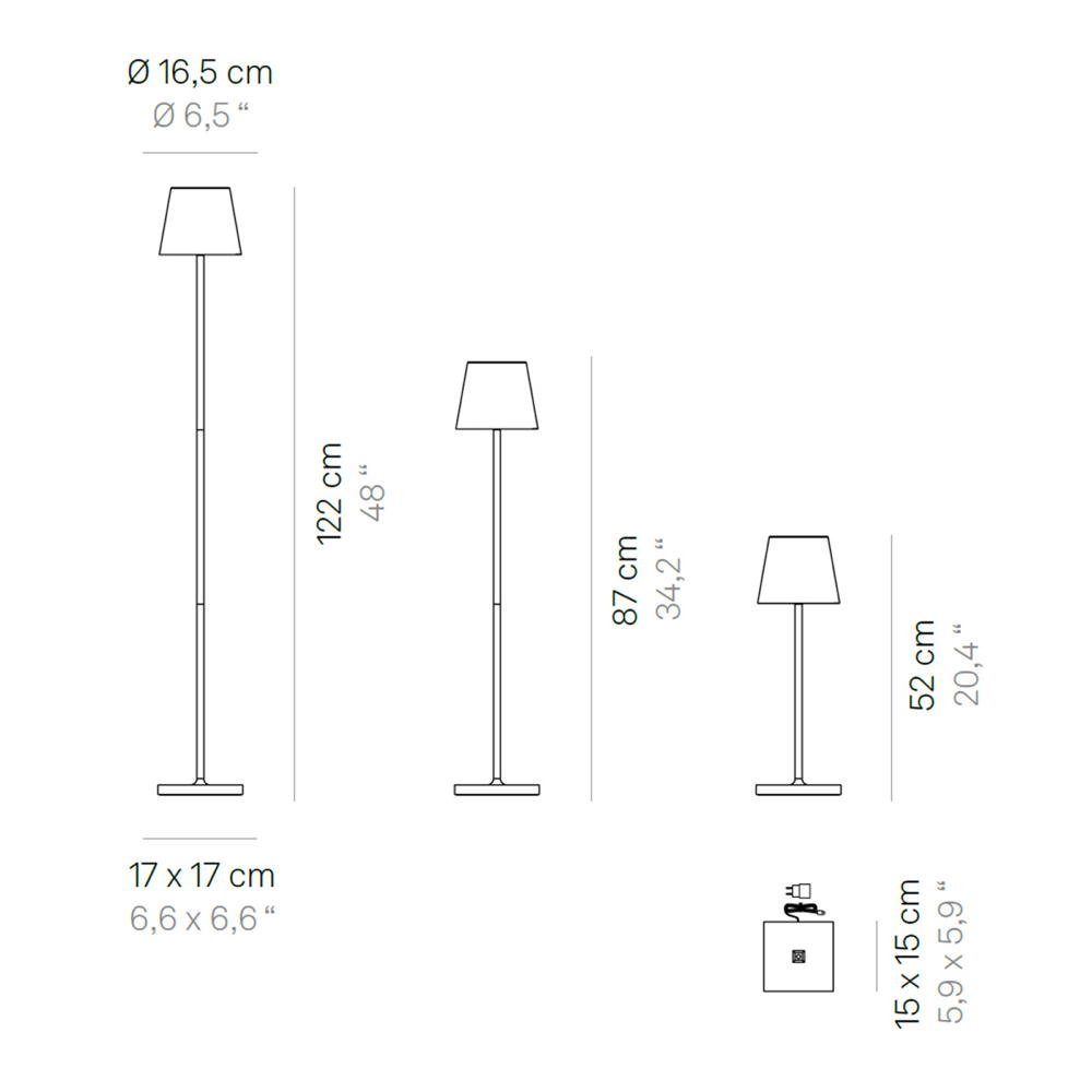 Zafferano LED enthalten: Angabe, Stehlampe, Außen-Stehlampe IP54, in LED, Rostfarbig Pro 4,5W Leuchtmittel LED Akku 400lm Ja, fest Poldina L Standlampe keine warmweiss, Stehleuchte verbaut