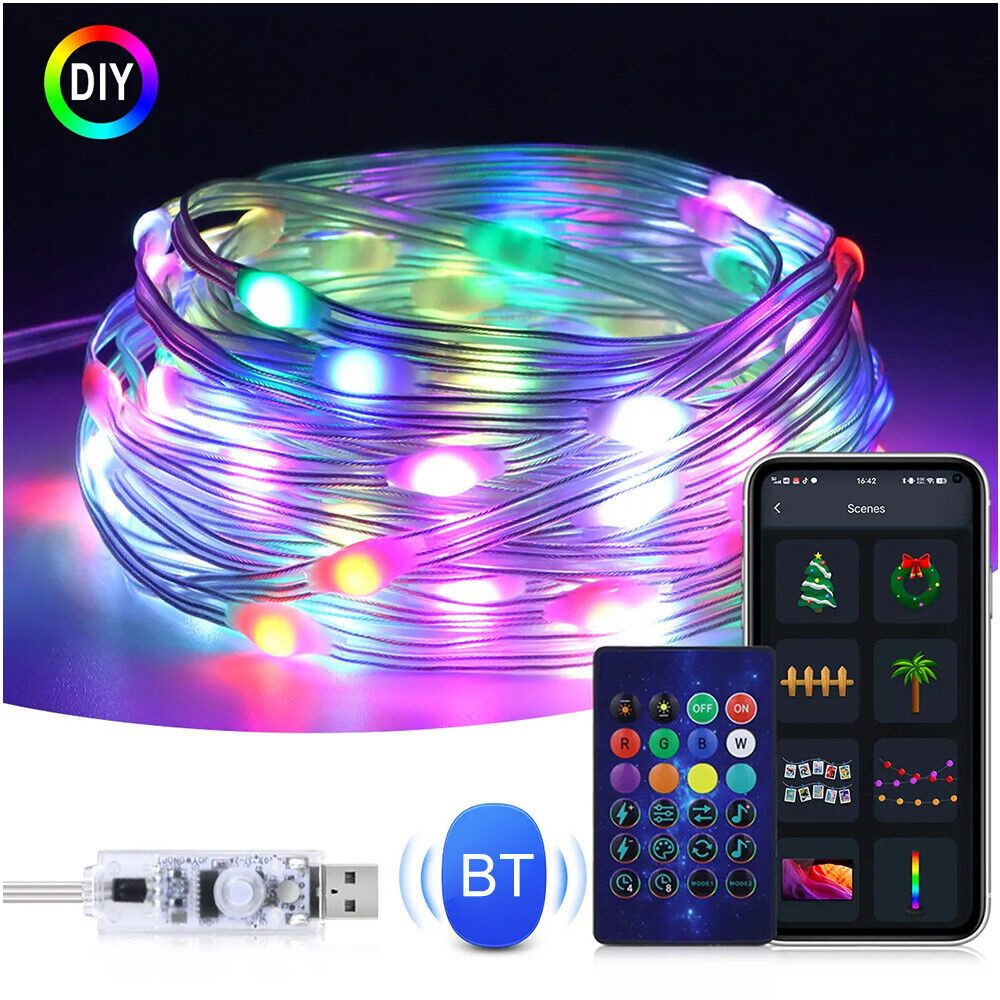 LED-Streifen Lichterkette Farbwechsel Wasserdicht Bunte RGB Smart IC Lichtschlauch