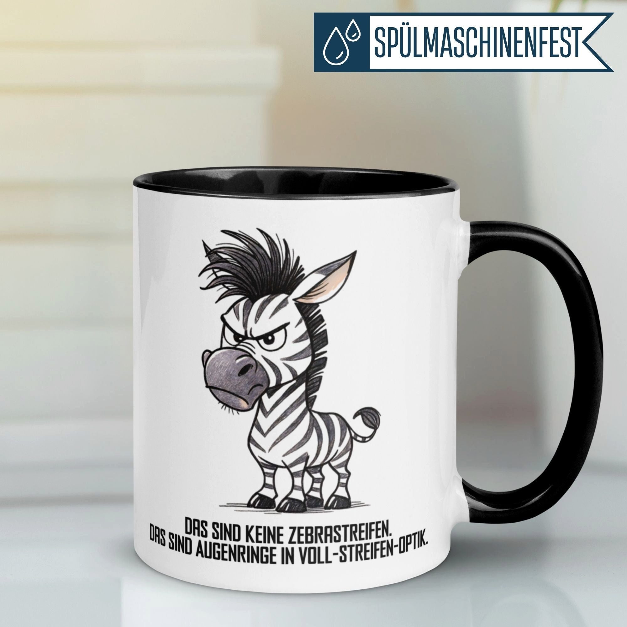 Momentals Tasse Zebra – Das sind keine Zebrastreifen – Lustiges Morgenmuffel Geschenk, Gratis Versand · Links-&Rechtshänder · Spülmaschinenfest