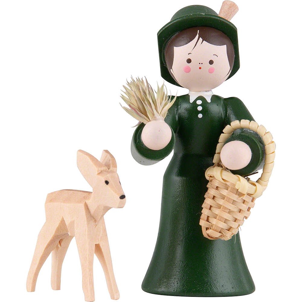 Volkskunstwerkstatt Romy Thiel Dekofigur Thiel-Figur Försterin mit Reh - bunt (5,5cm) von Romy Thiel