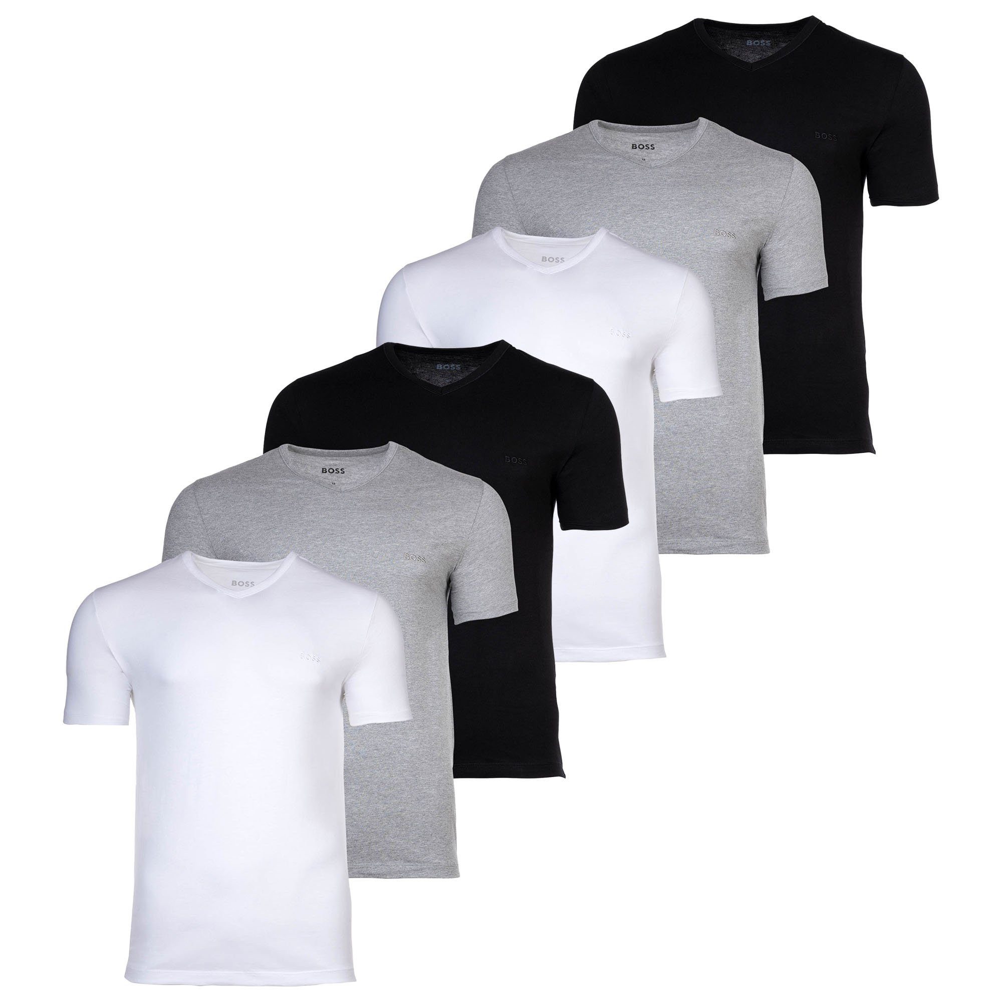 BOSS T-Shirt Herren T-Shirt 6er Pack Baumwolle (Packung, 6er Pack)