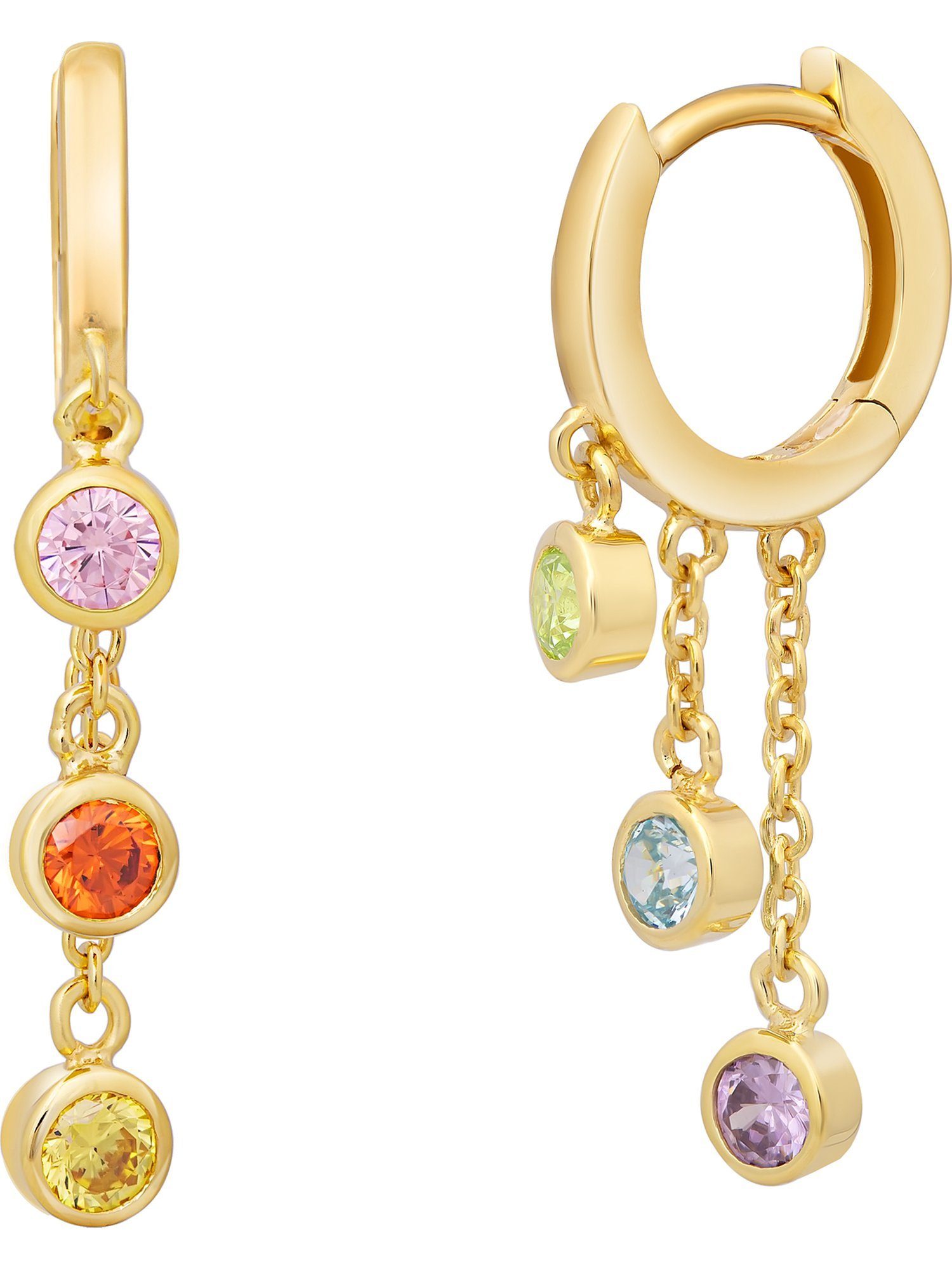 Paar Creolen Caï Damen-Creolen 925er Silber 6 Zirkonia