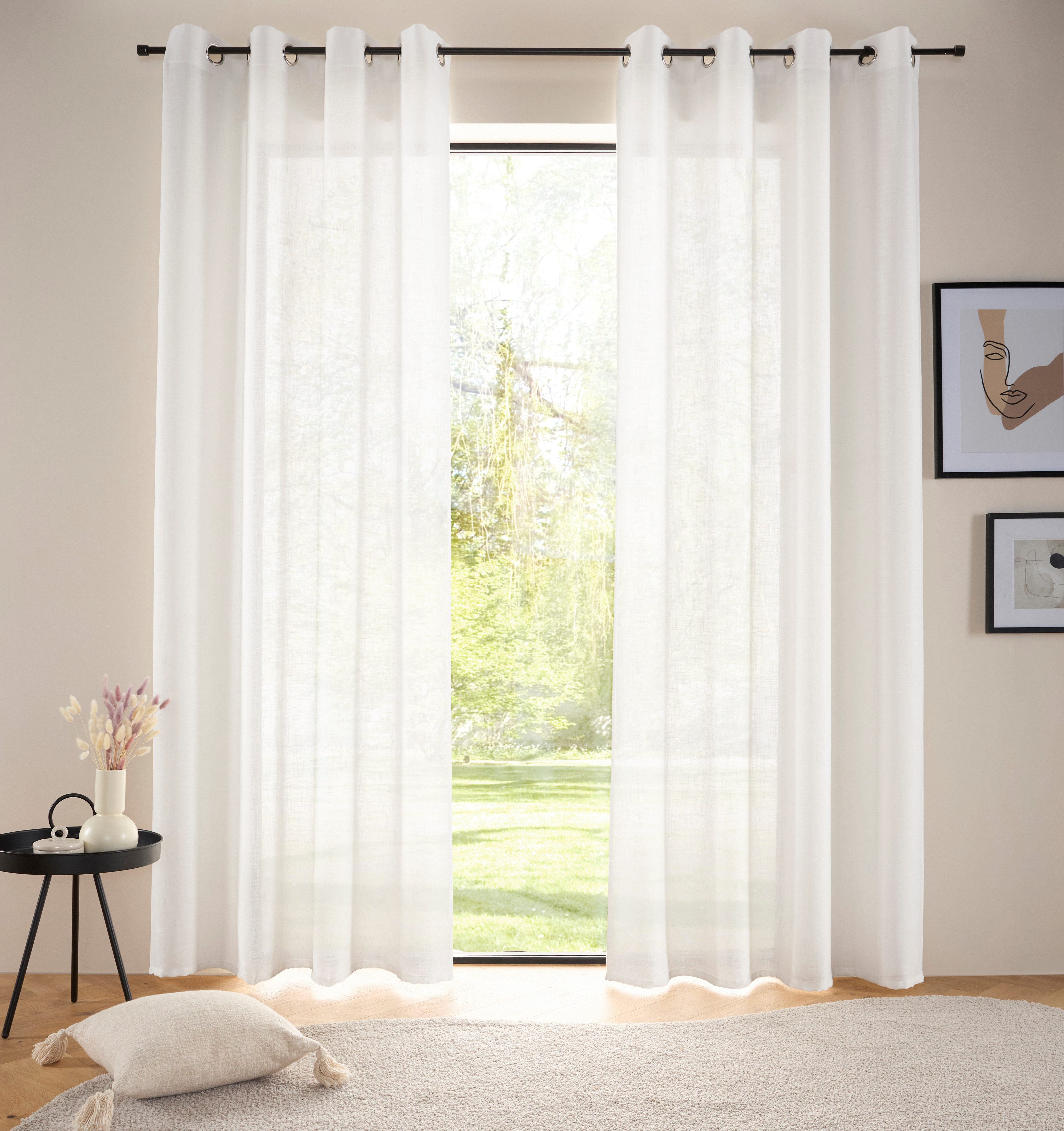 LeGer Home by Lena Gercke Gardine Marusha, 2er-Set, Ösen, halbtransparent, Leinen-Optik (2 St), Ösen, halbtransparent, Leinenoptik, …