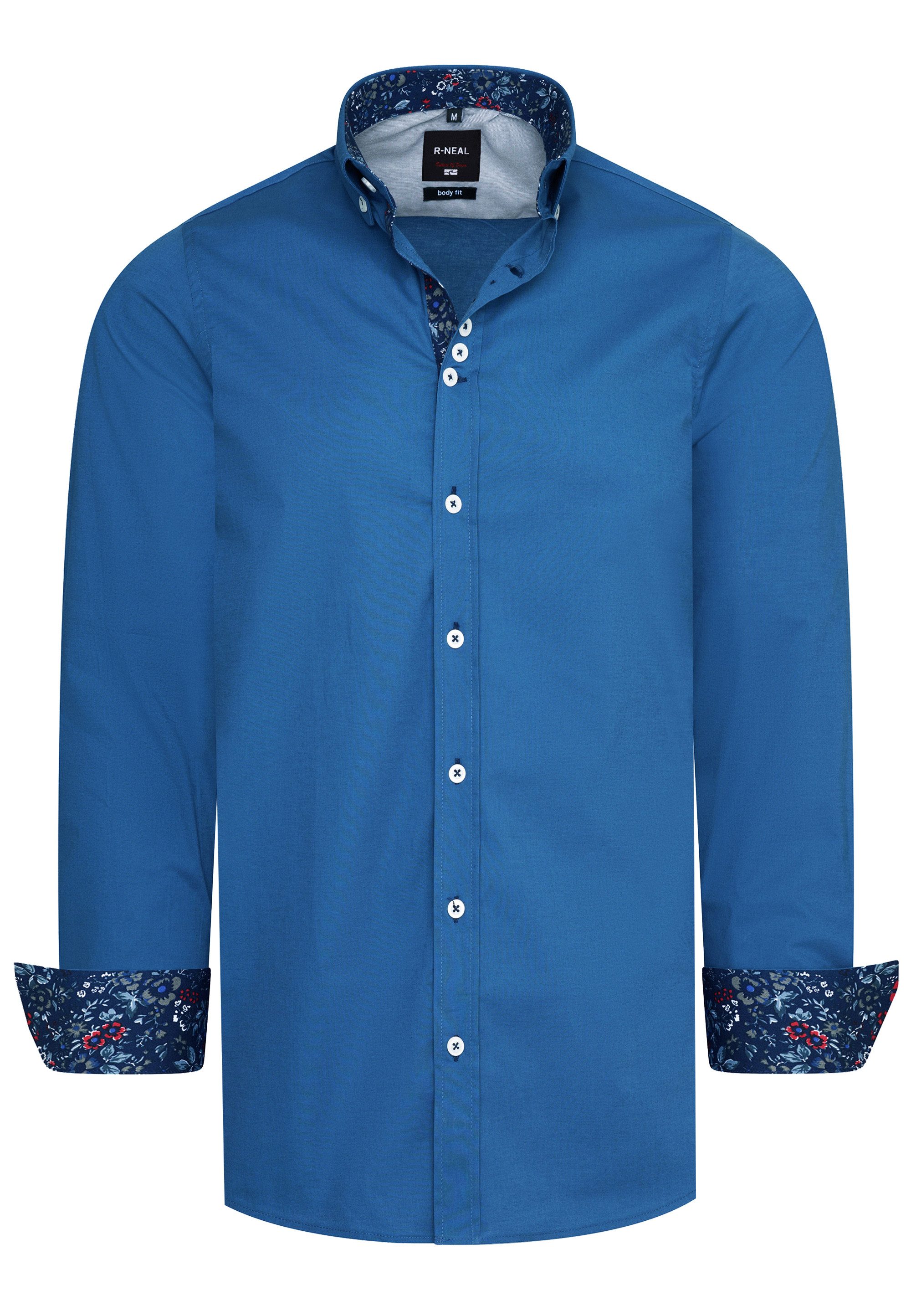 R-NEAL Businesshemd Businesshemd Cotton-Stretch Herren Hemd Taillierter Schnitt