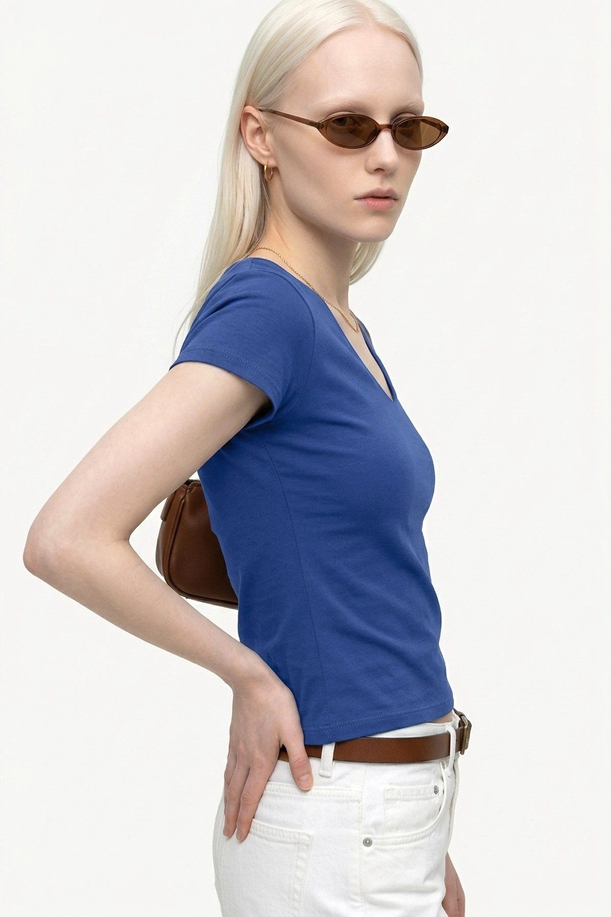 T-Shirt V-Ausschnitt Kurzarm T-Shirt