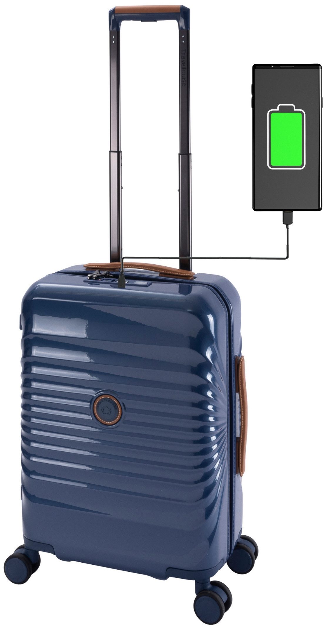 Travelhouse Handgepäck-Trolley Capri, 4 Rollen, mit USB + USB C, Rollenbremse & Polycarbonat Hartschale
