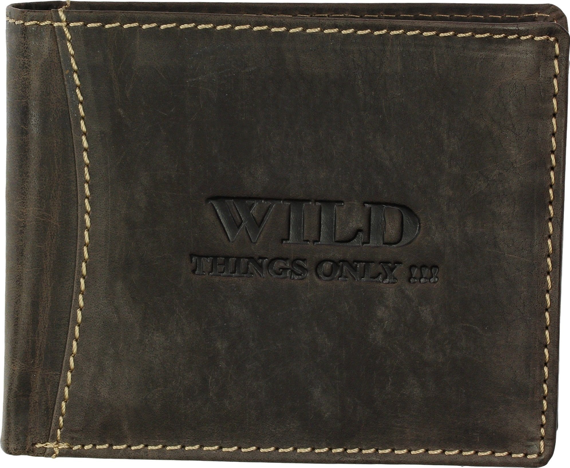 Wild Things Only !!! Geldbörse Wild Things Only Herren Brieftasche (Portemonnaie, Portemonnaie), Herren Portemonnaie Echtleder Größe ca. 12cm, braun