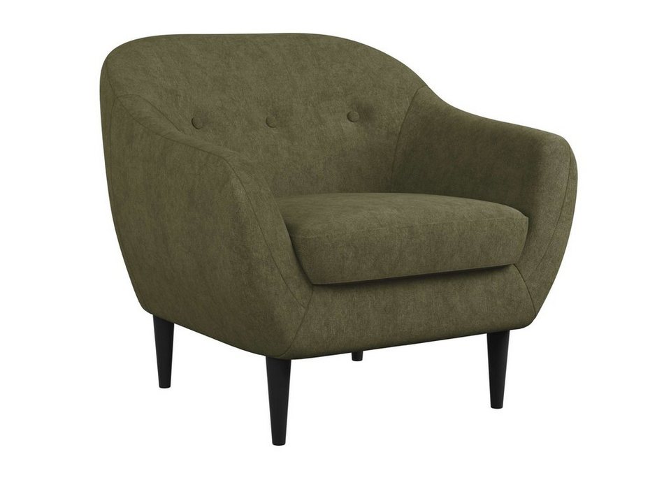 Home affaire Sessel Roni, Wellenunterfederung für hohen Sitzkomfort,  Massivholzfüße, Ideal für Wohnzimmer, Schlafzimmer und mehr