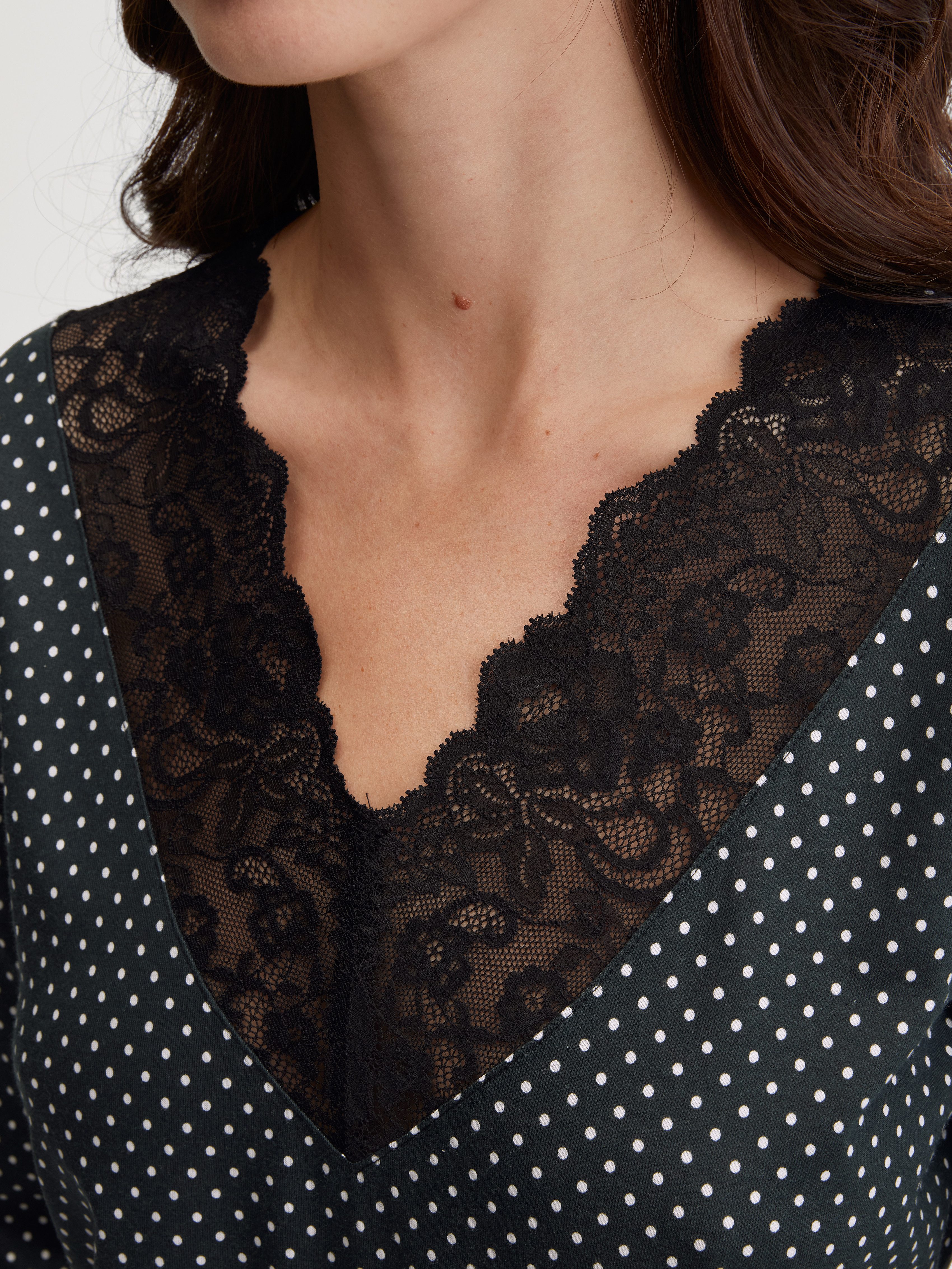 CALIDA Capri-Pyjama Deep Dreams (2 tlg) 7/8-Länge, gepunktet, Spitze, atmungsaktiv, weich