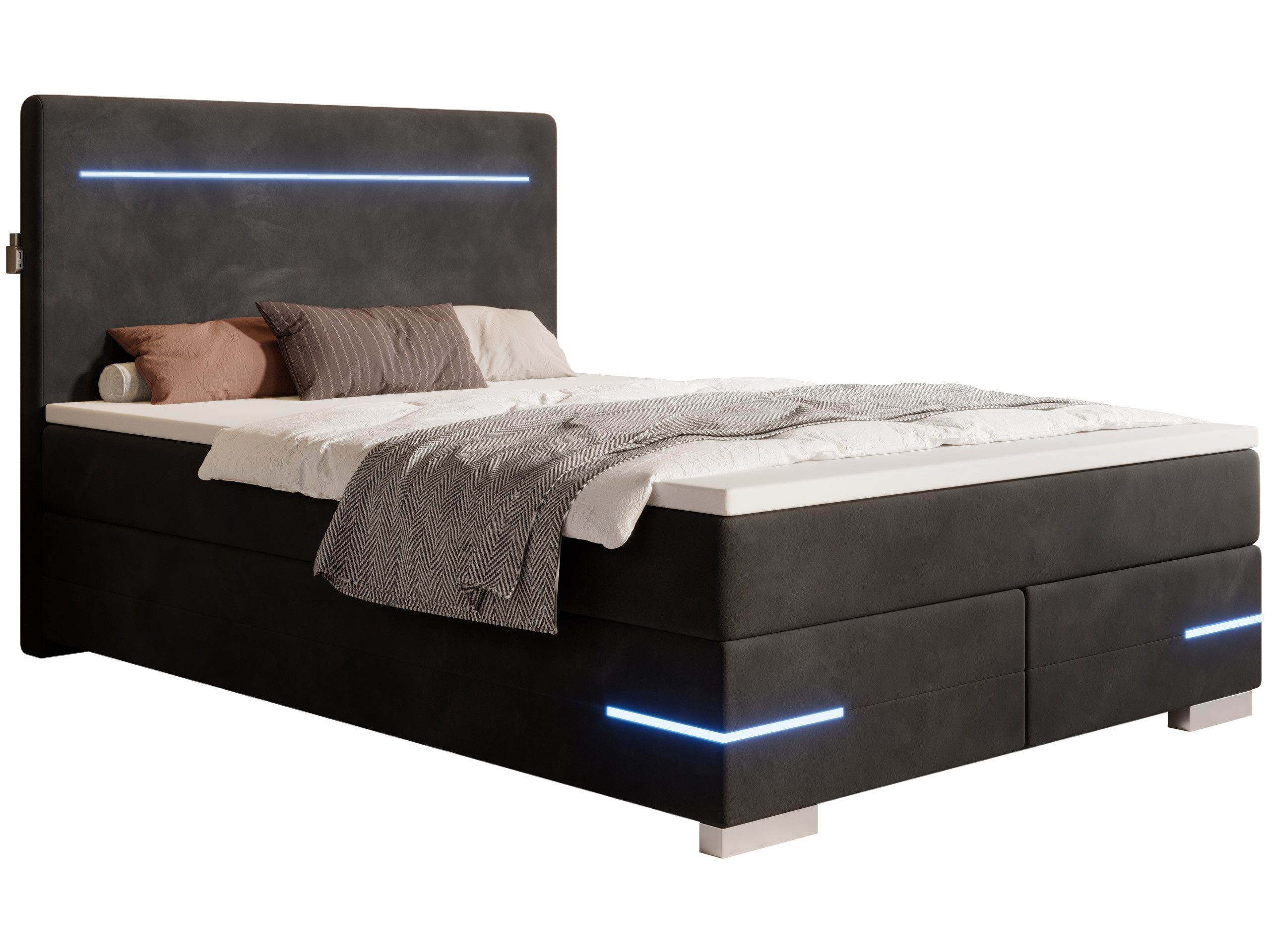 wonello Boxspringbett Portland, Samt Bett mit günstig online kaufen