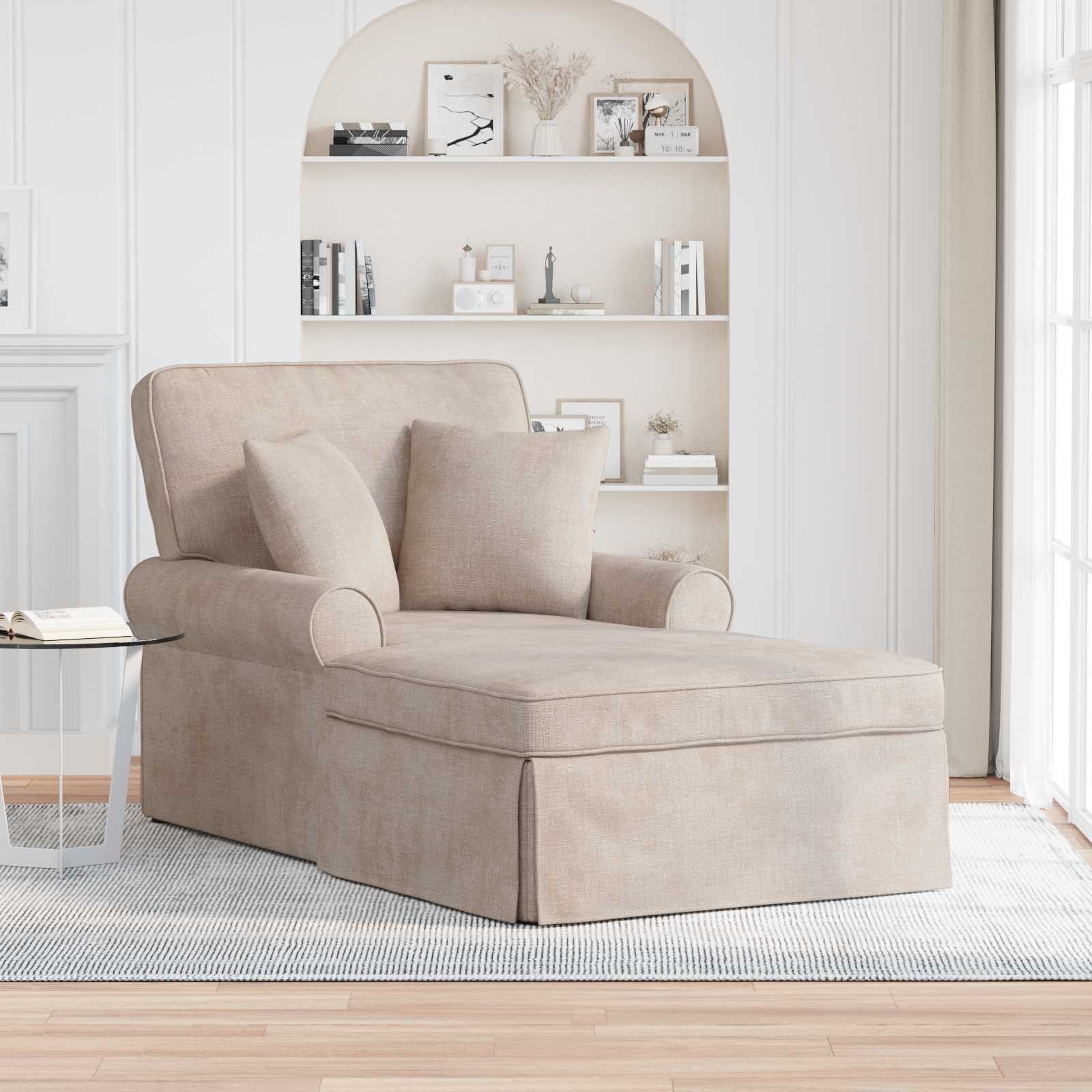 vidaXL Chaiselongue Chaise Lounge mit Rock mit Kissen Beige 157 x 91 x 91 cm ARES, 1 Teile