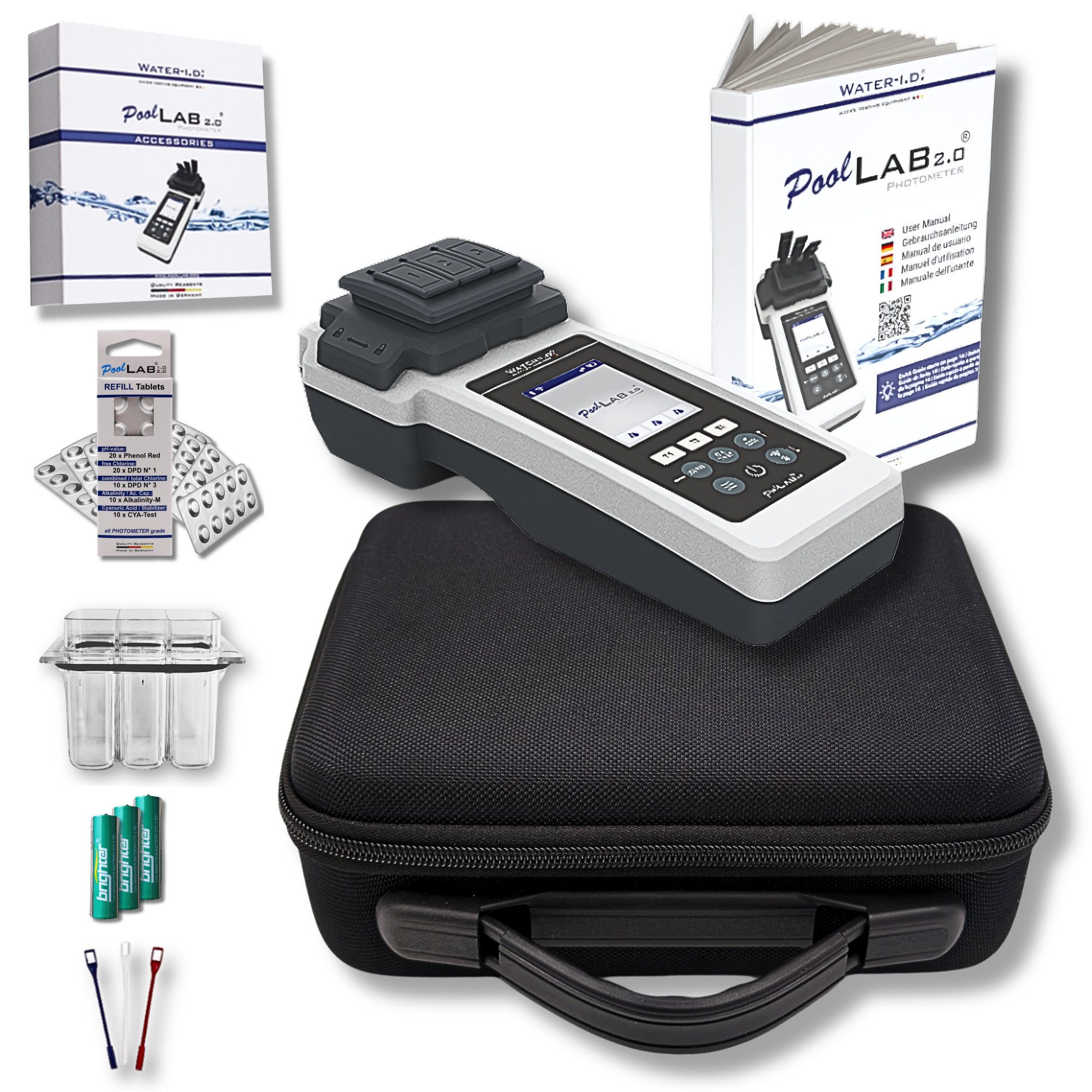 MediMuc Photometer PoolLab 2.0 mit Extra Küvette oder Extra Refill Pack oder Koffer leer
