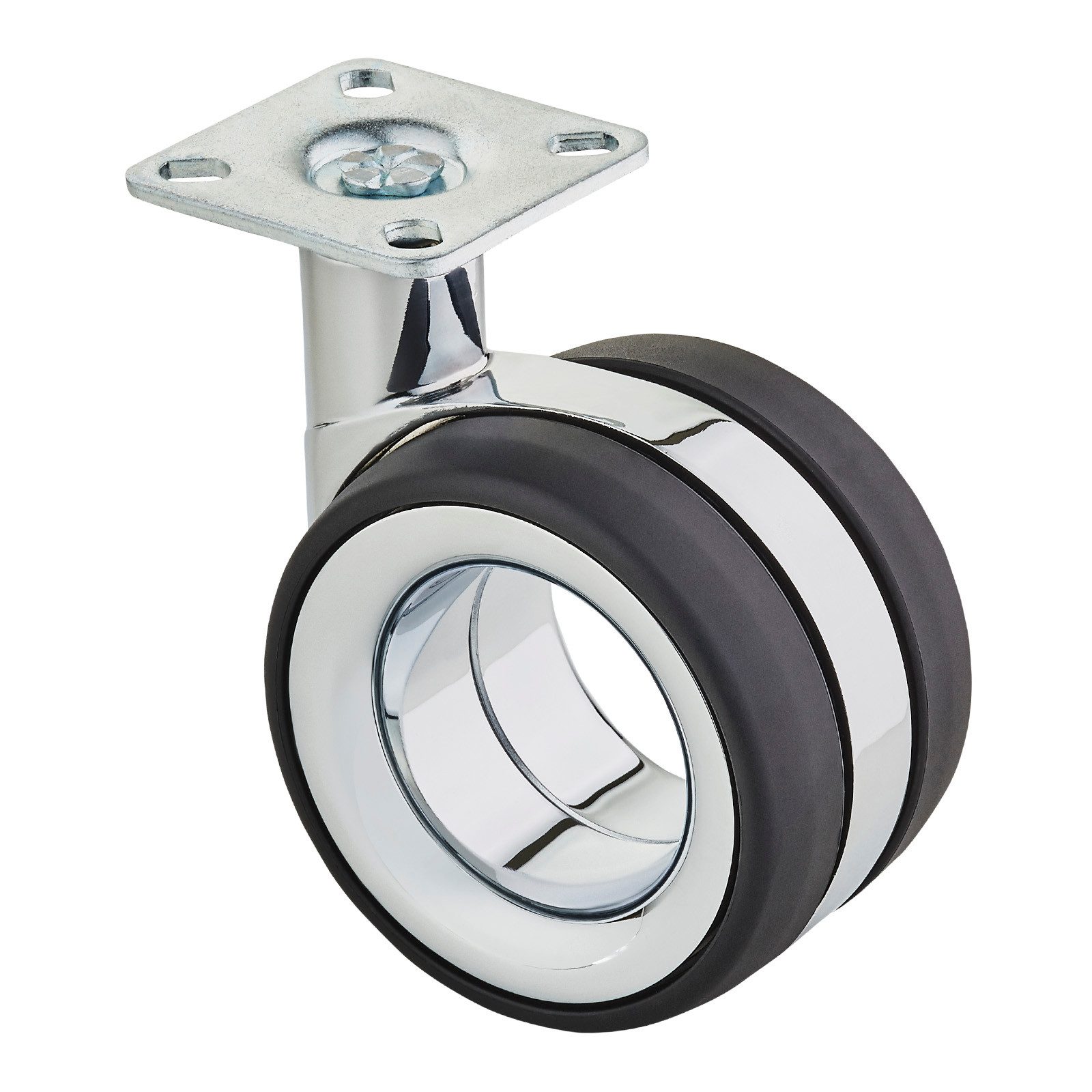 SO-TECH® Möbelrolle Premium Lenkrolle Durchmesser 75 mm, Höhe 98,5 mm, (1-St), belastbar bis 85 kg je Rolle, chrom / schwarz