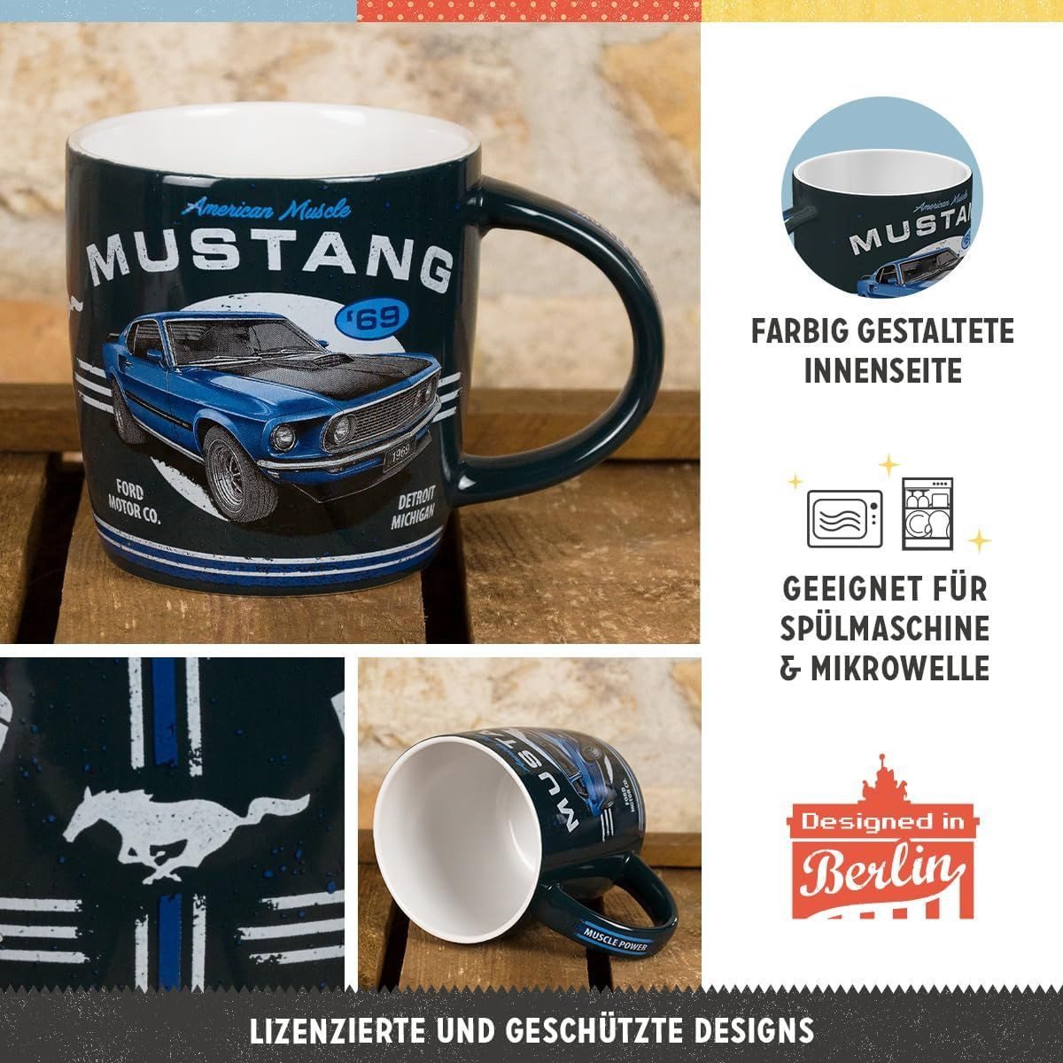 Nostalgic-Art Tasse Kaffeetasse - Ford Mustang - 1969 Mach 1 Blue