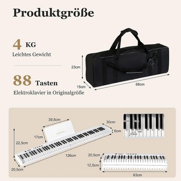 KOMFOTTEU Spielzeug-Musikinstrument 88 Tastatur, faltbar & tragbar, mit 128 Rhythmen/Klänge