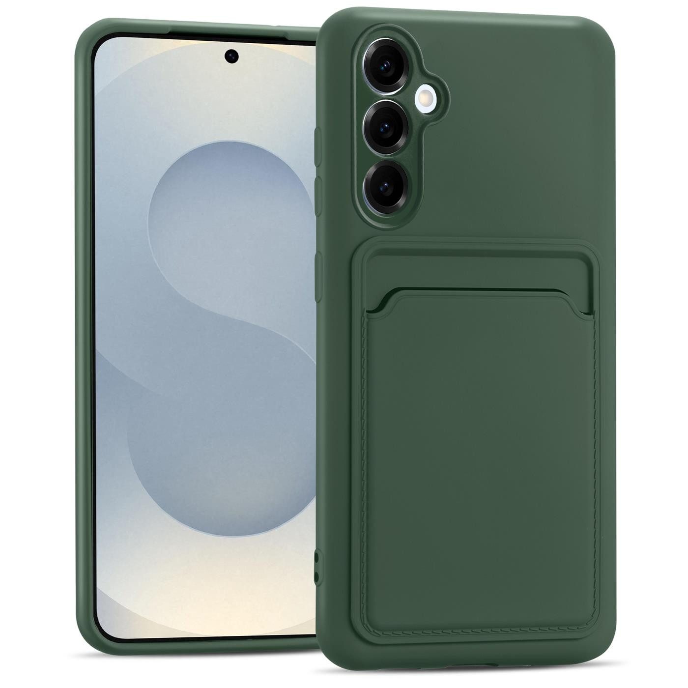 CoolGadget Handyhülle Schutzhülle mit Kartenfach für Samsung Galaxy S25, Silikon Case Slim TPU Cover Tasche mit Aufbewahrung EC Karte Ausweis
